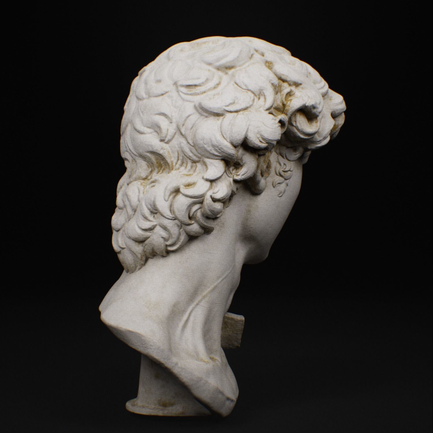 Statue David head sculpt low poly marble 8k texture Low-poly 3D model_3