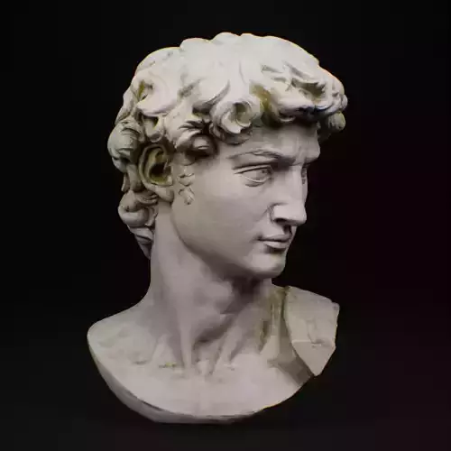 Statue David head sculpt low poly marble 8k texture