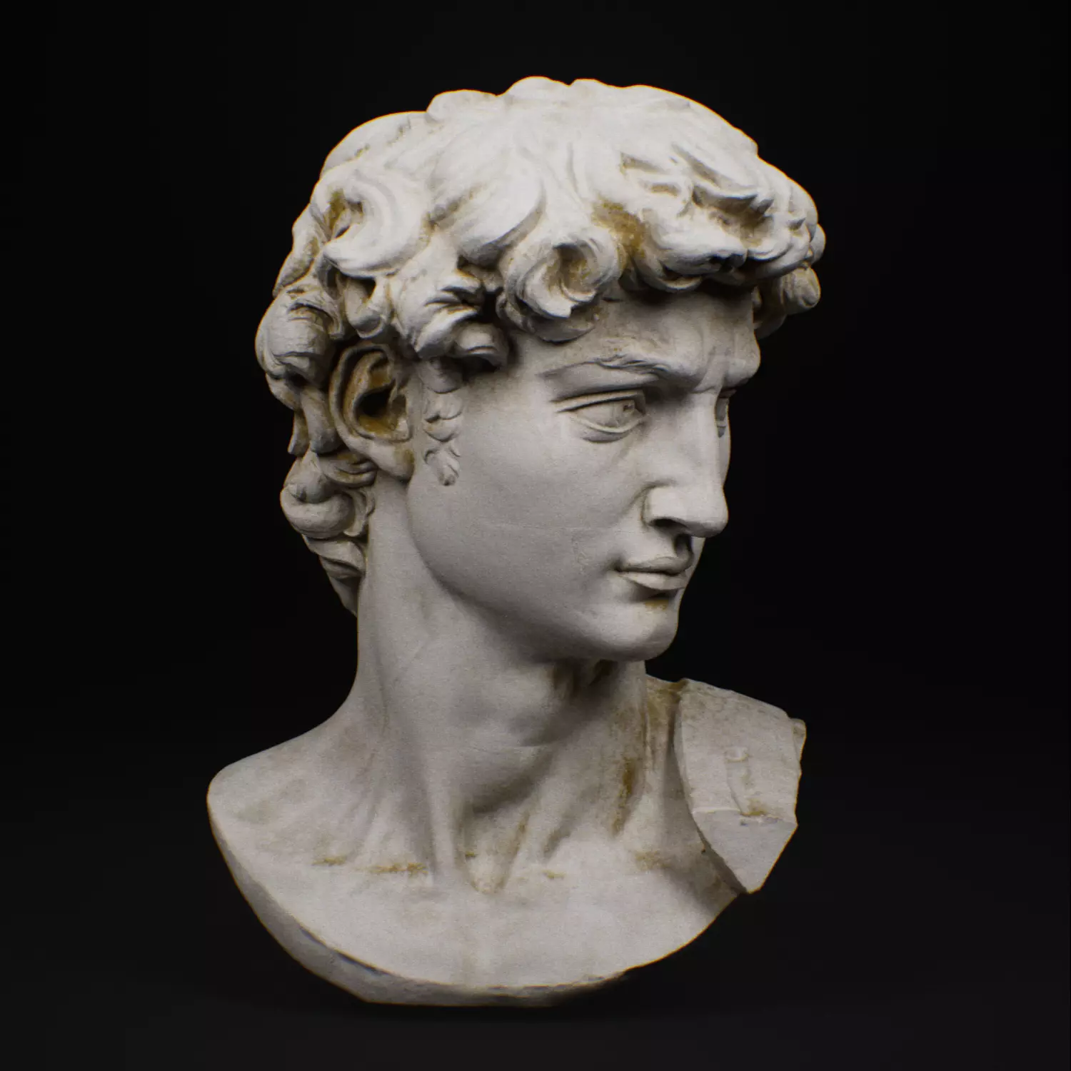 Statue David head sculpt low poly marble 8k texture Low-poly 3D model_0