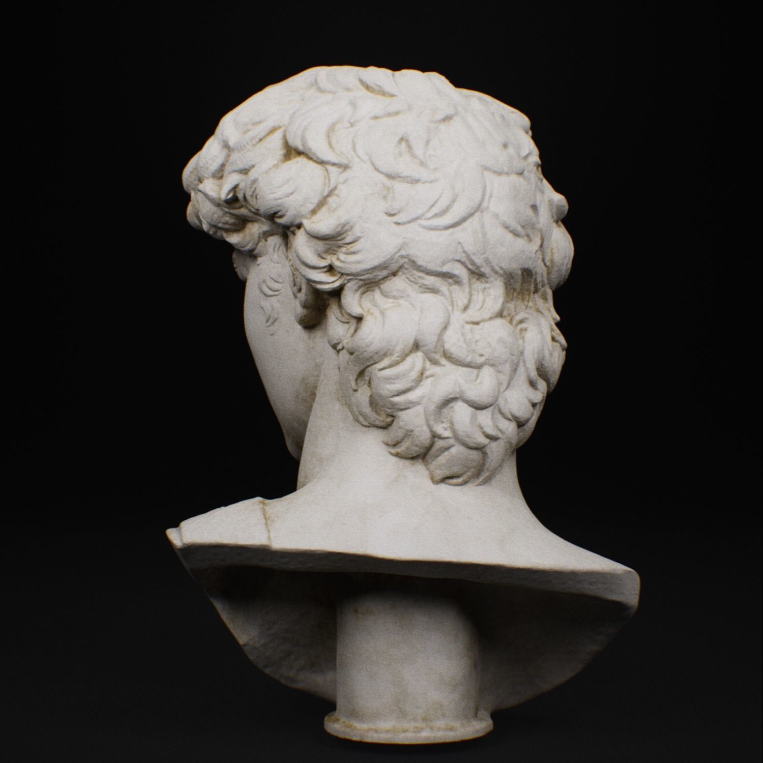 Statue David head sculpt low poly marble 8k texture Low-poly 3D model_5