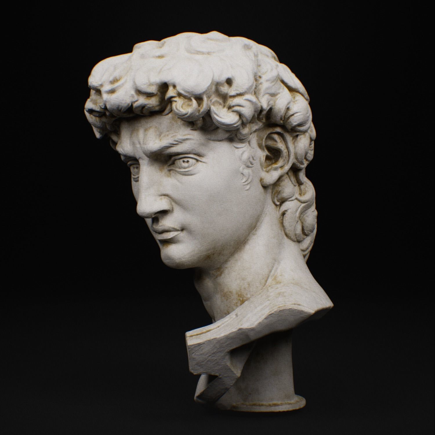 Statue David head sculpt low poly marble 8k texture Low-poly 3D model_7