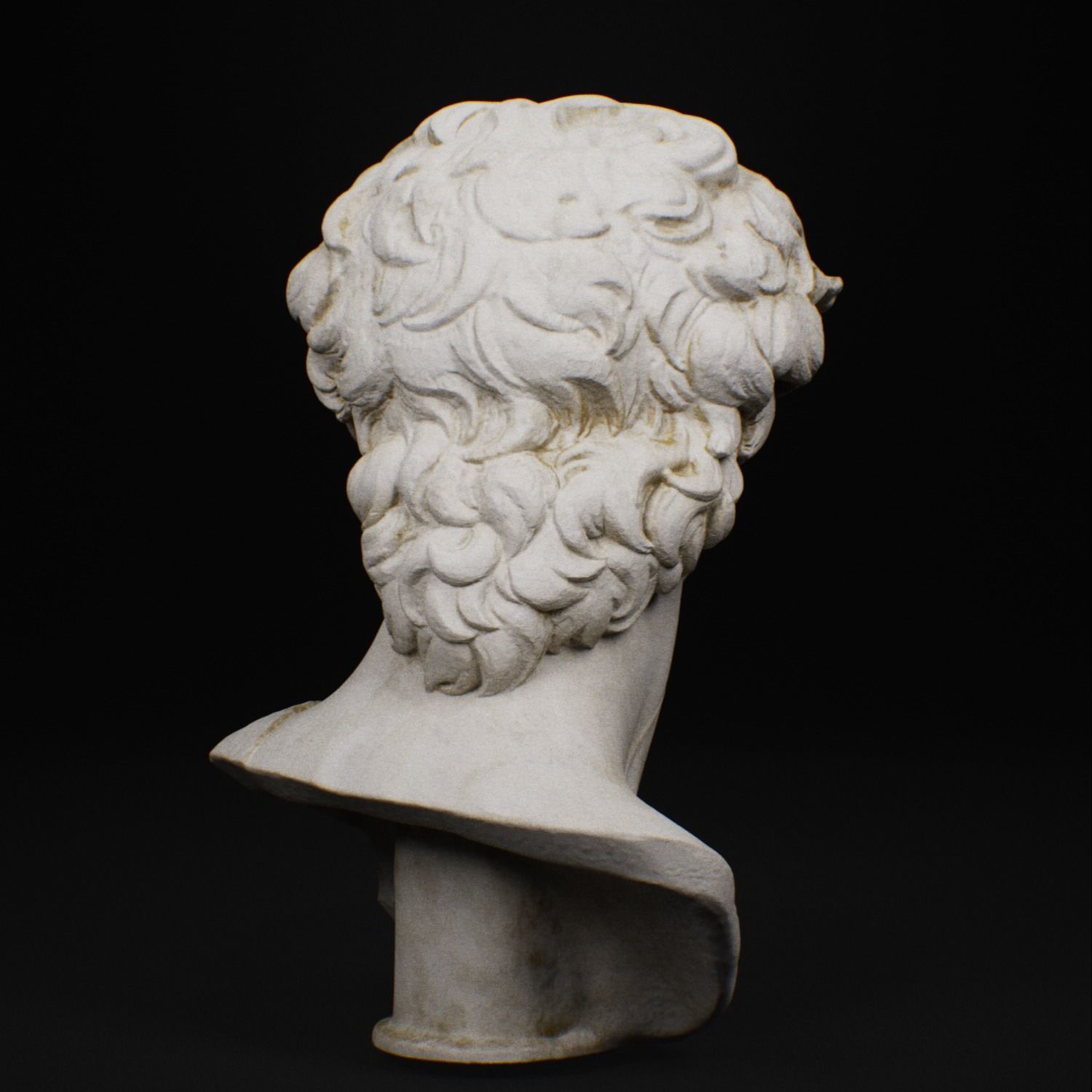 Statue David head sculpt low poly marble 8k texture Low-poly 3D model_4