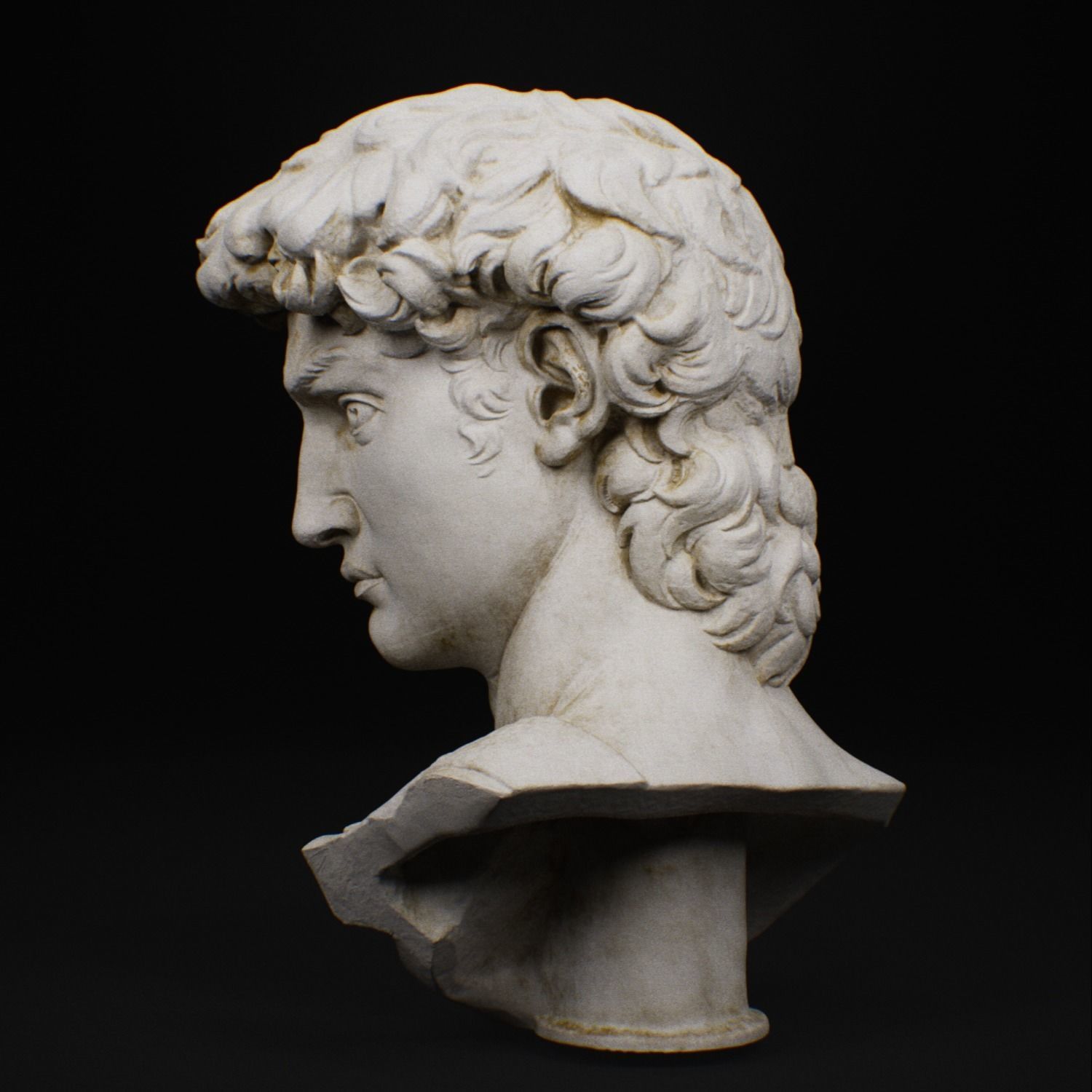 Statue David head sculpt low poly marble 8k texture Low-poly 3D model_6