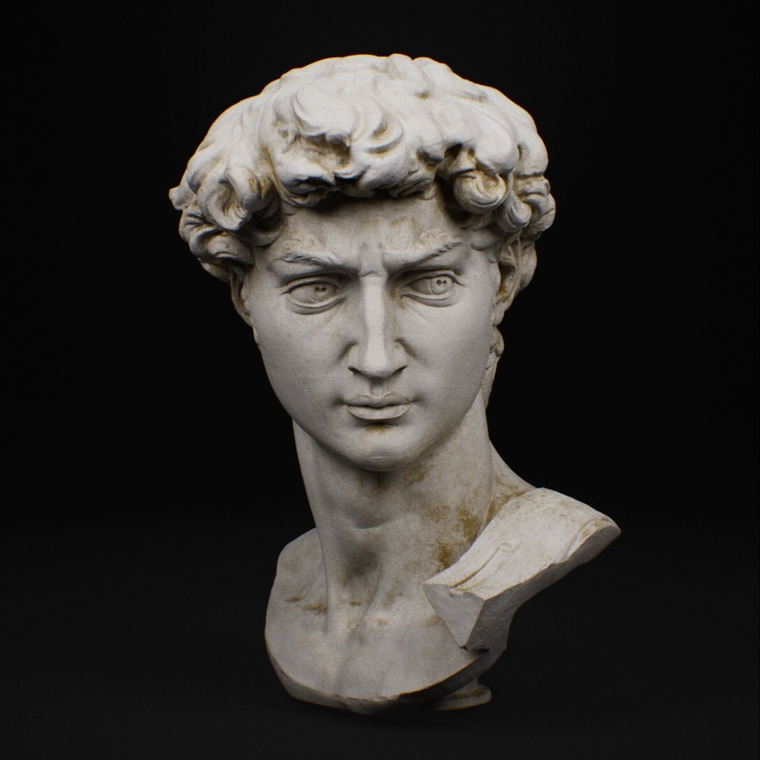 Statue David head sculpt low poly marble 8k texture Low-poly 3D model_8