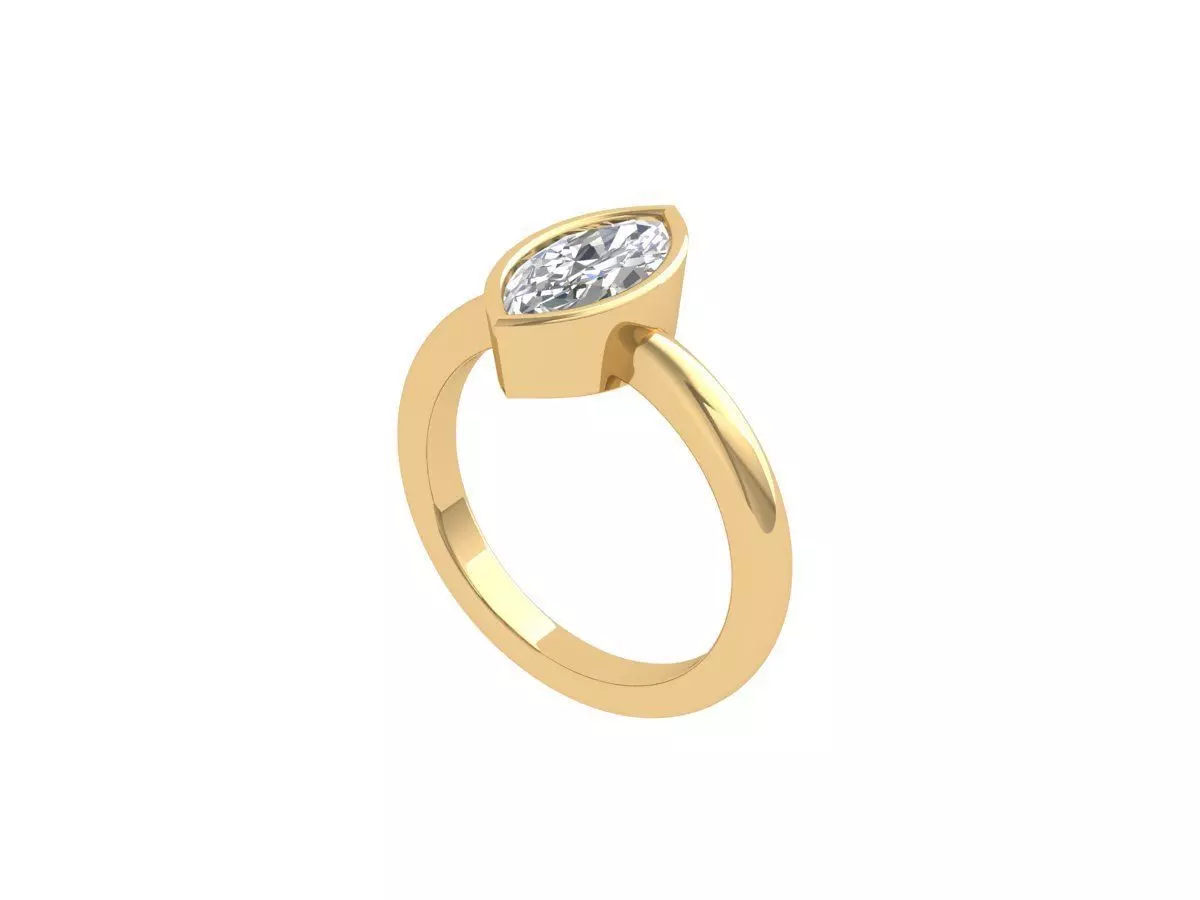 Marquise Solitaire Ring 3D print model