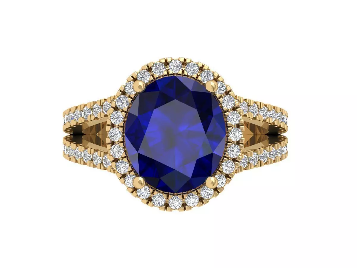 Oval Solitaire Ring 3D print model_0