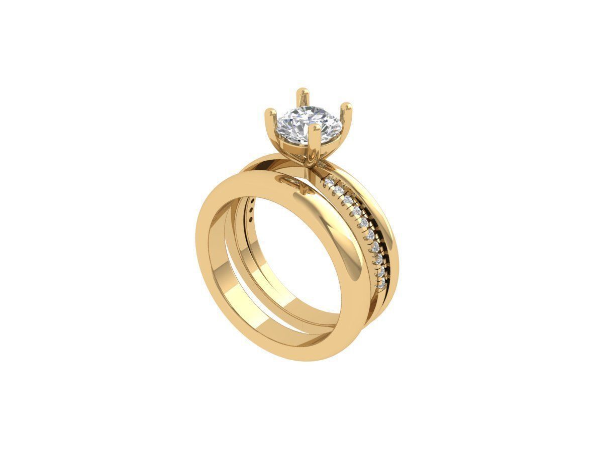 Solitair Ring Bridal Set 3D print model_1