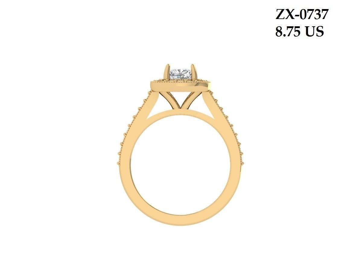  Cushion Solitaire Ring 3D print model_3