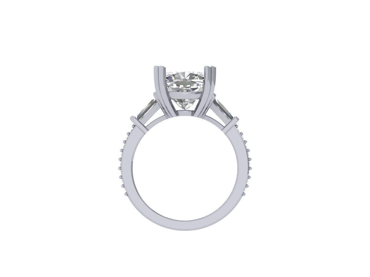 Cushion 3 Stone Bridal Ring 3D print model_7