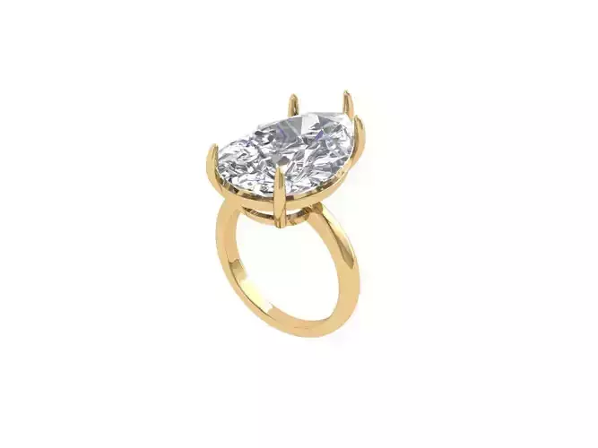 Pear Solitaire Ring