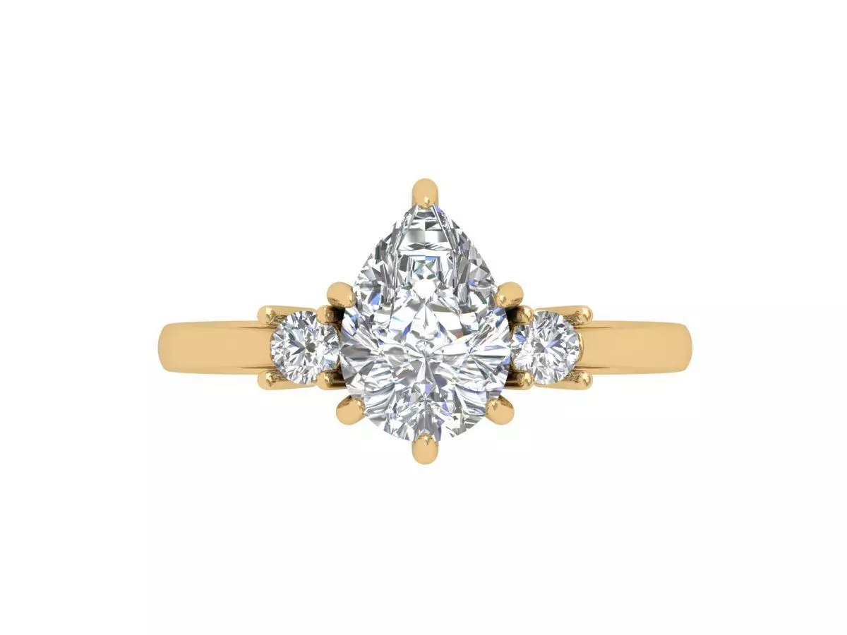 Pear Solitaire Ring 3D print model_0