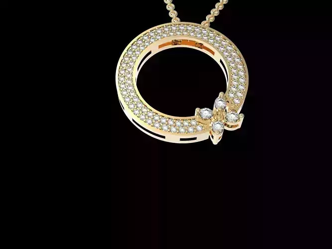 Round  Flower Pendant With Diamonds