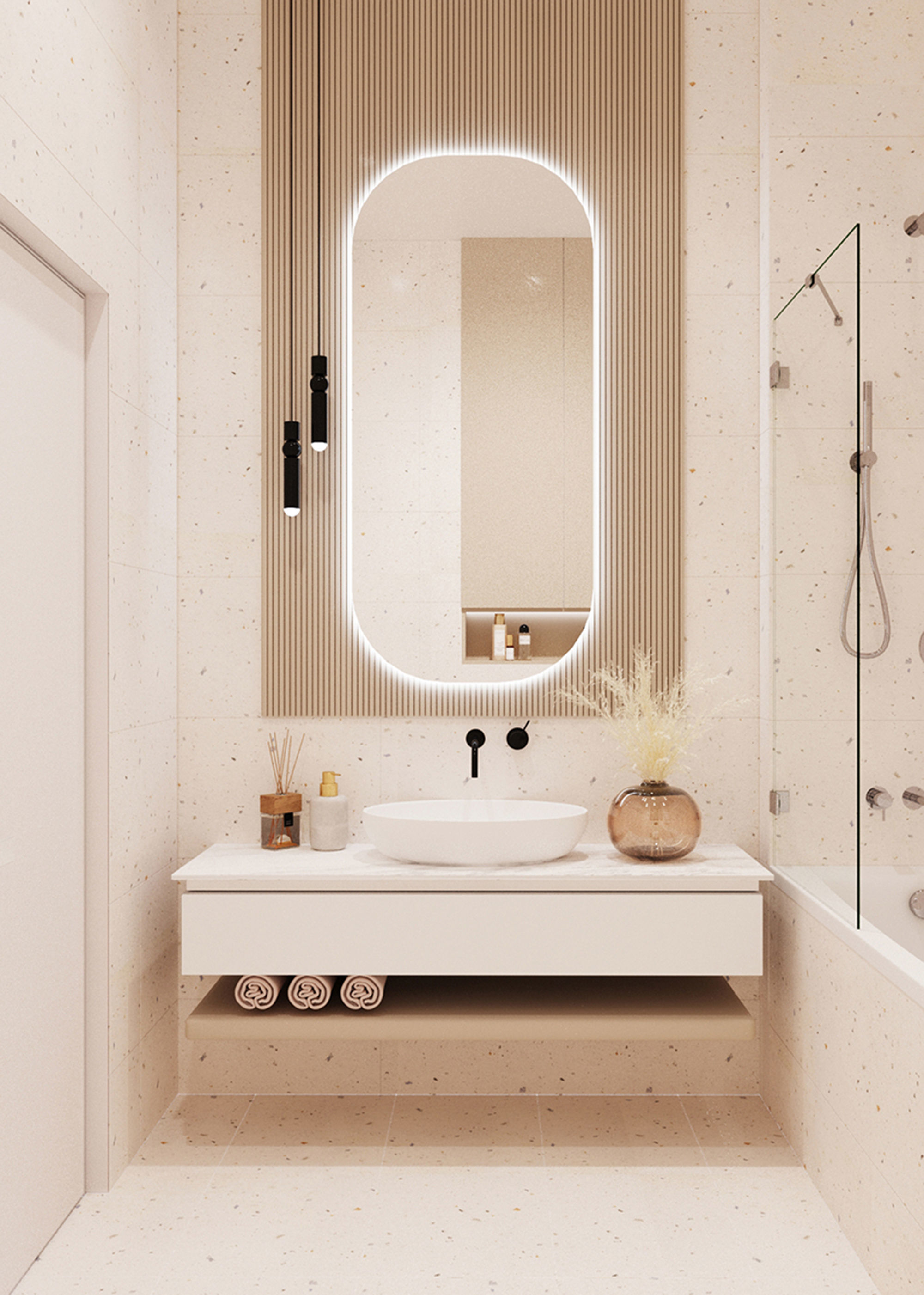 Shower room in modern style 3D model_1