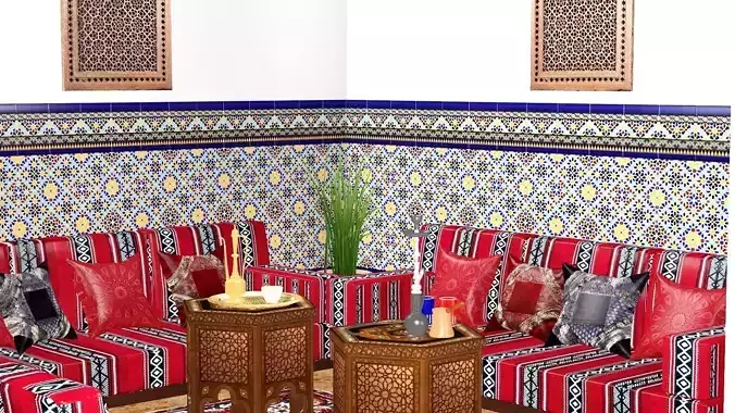 Arabic Exclusive Living Room Low-poly 3D model Low-poly 3D model