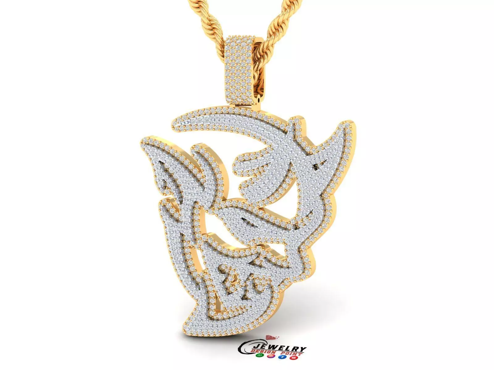 Custom SRT Dodge Hellcat Diamond Pendant - SRT Demon Face 3D print model