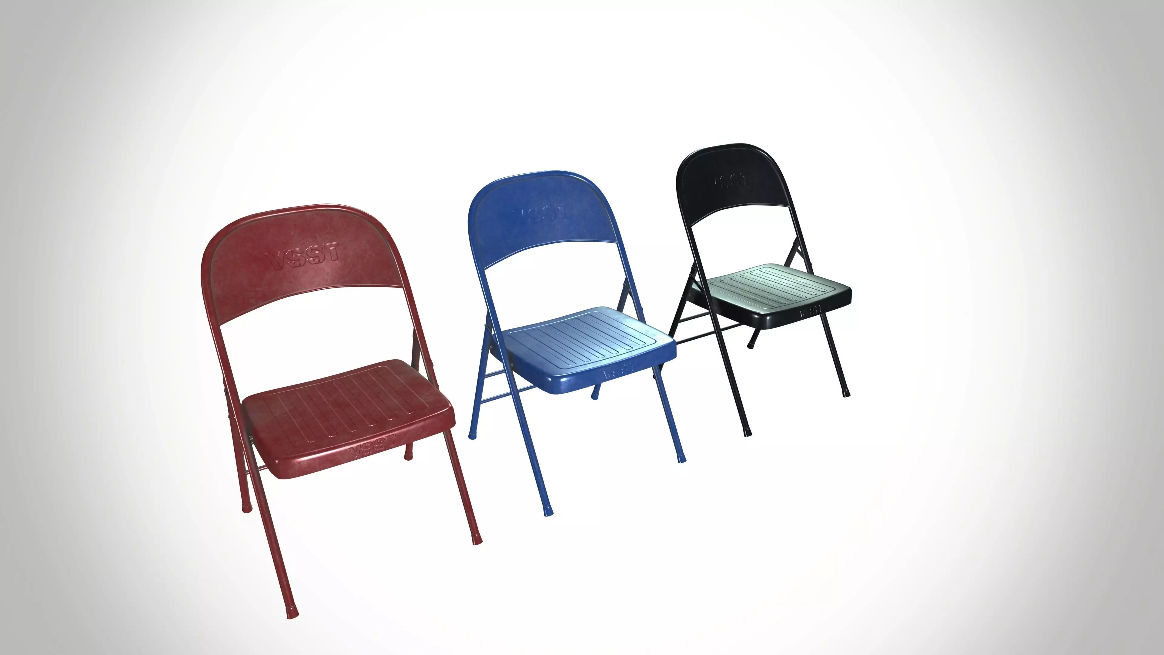 Steel Folding Chair Low-poly 3D model_0