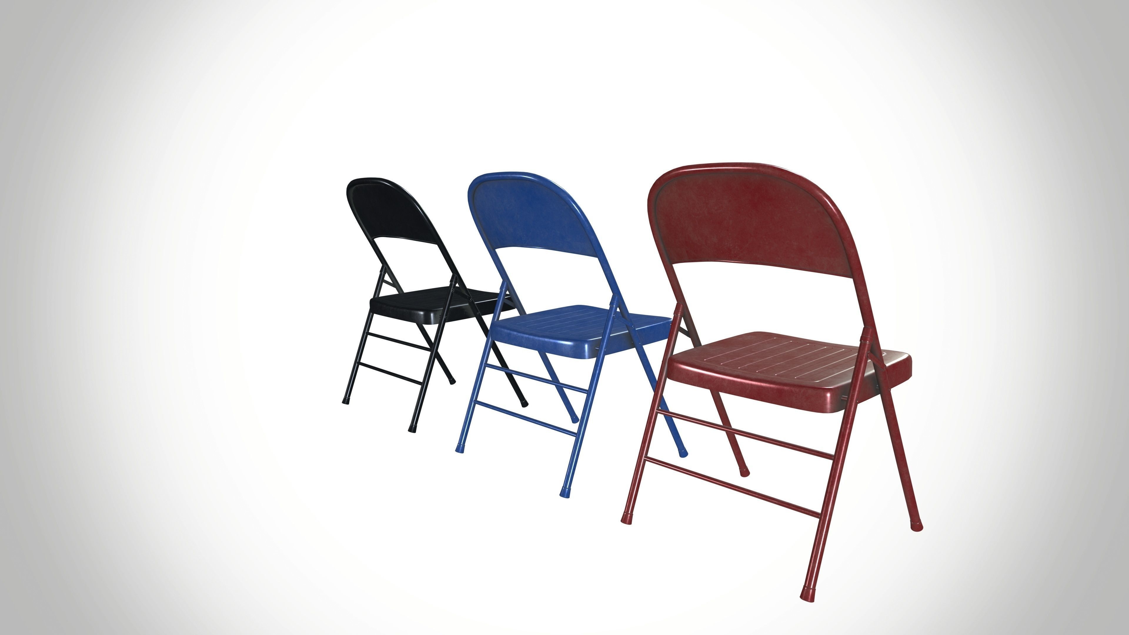 Steel Folding Chair Low-poly 3D model_5