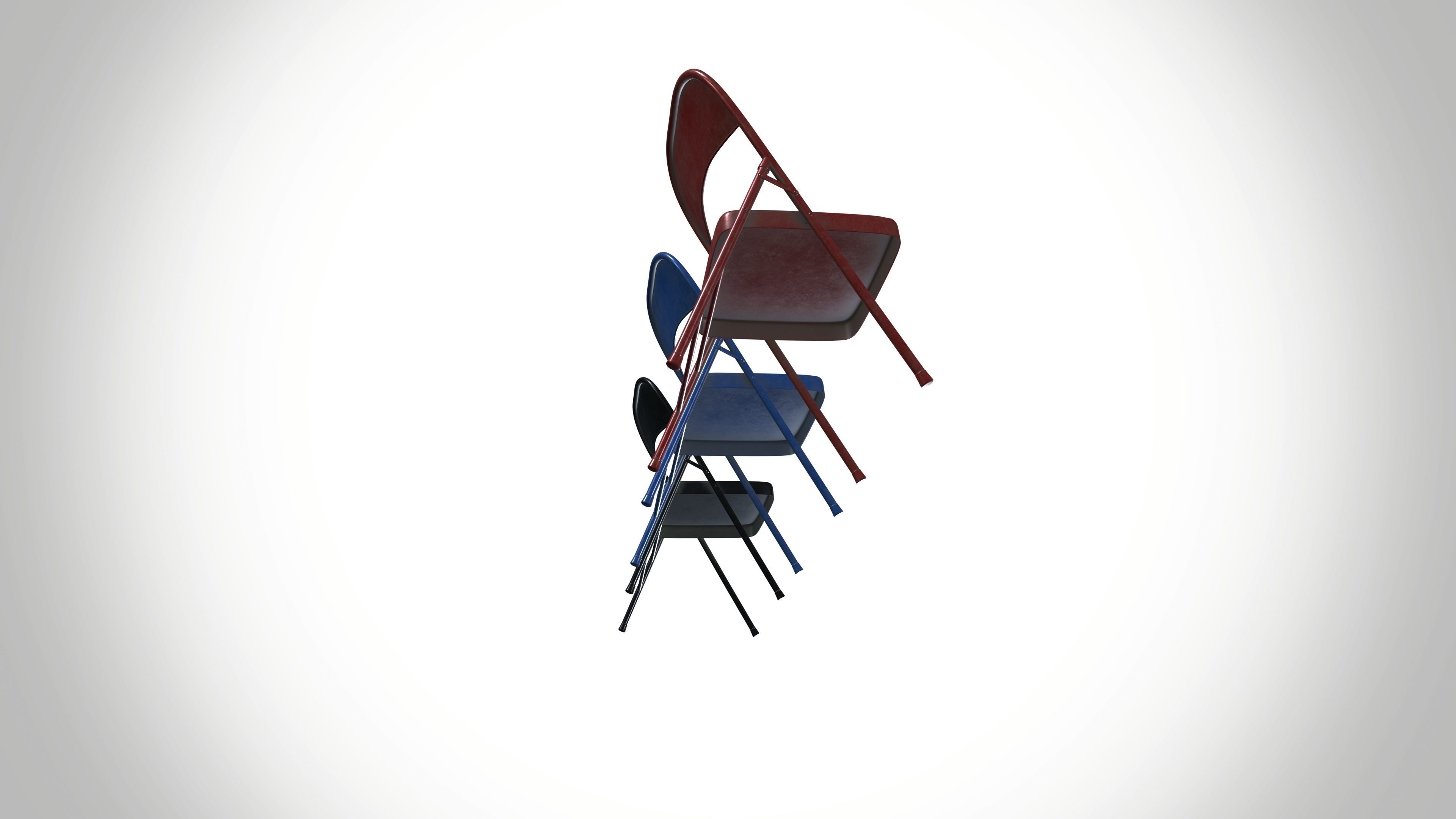Steel Folding Chair Low-poly 3D model_8