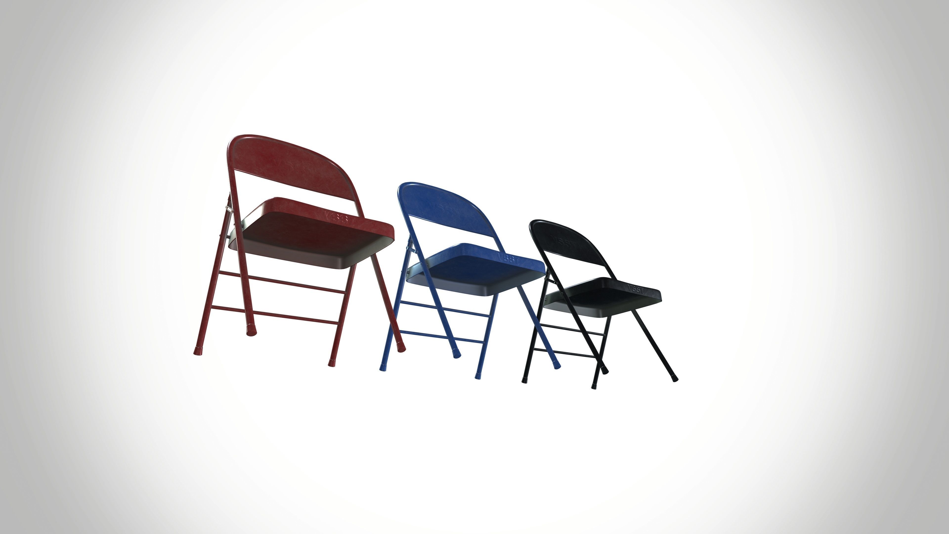 Steel Folding Chair Low-poly 3D model_9