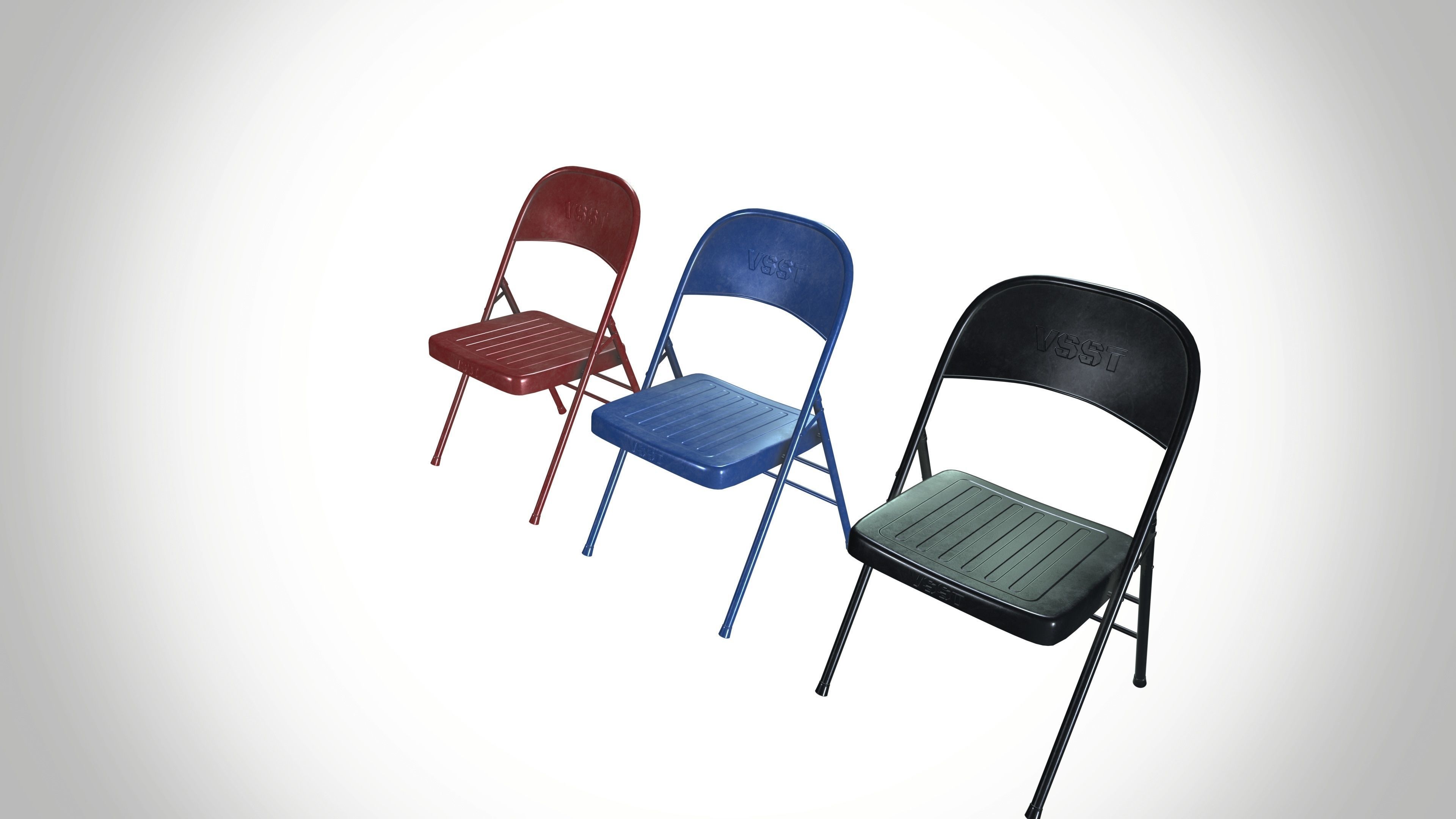 Steel Folding Chair Low-poly 3D model_2