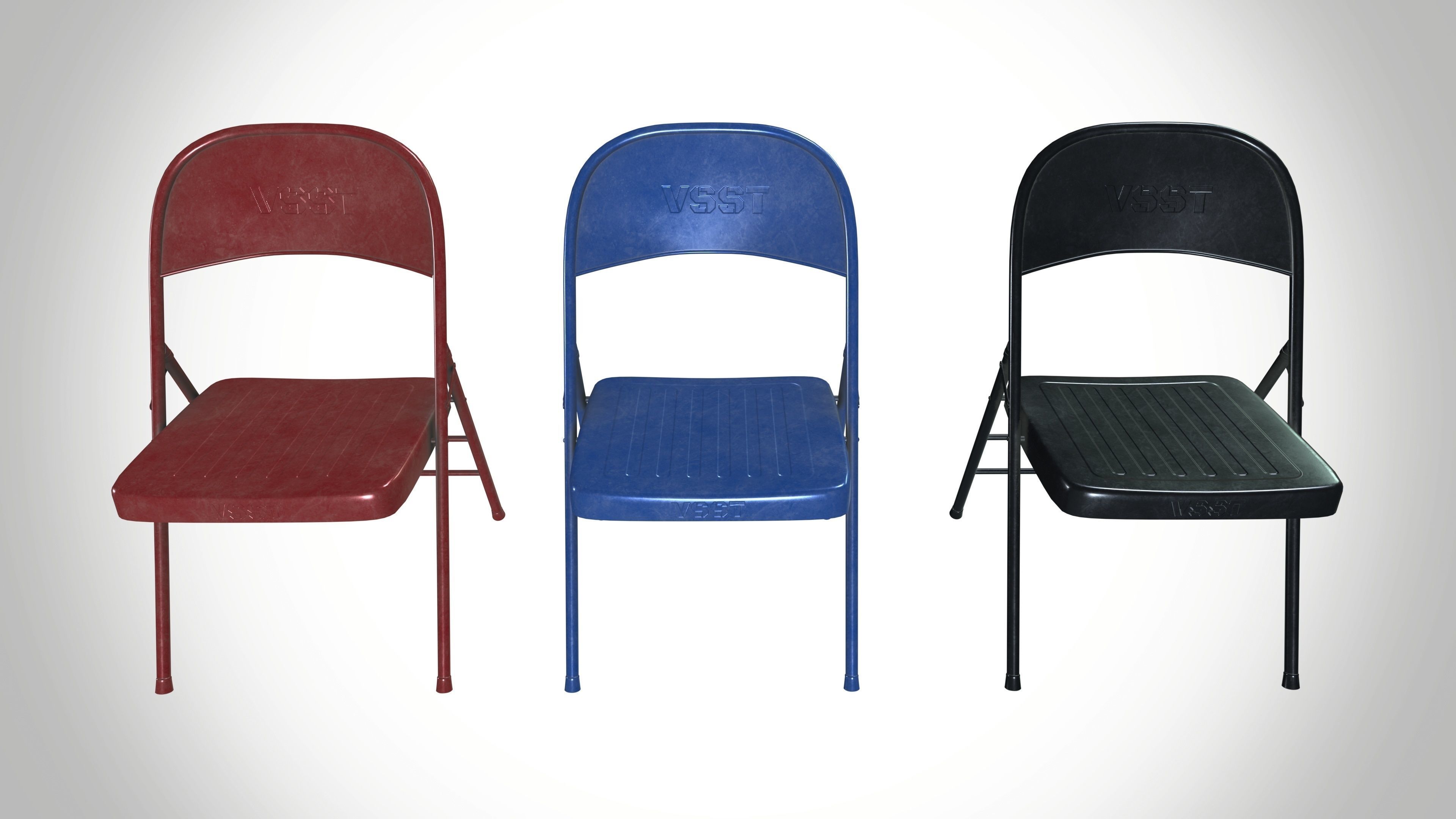 Steel Folding Chair Low-poly 3D model_7