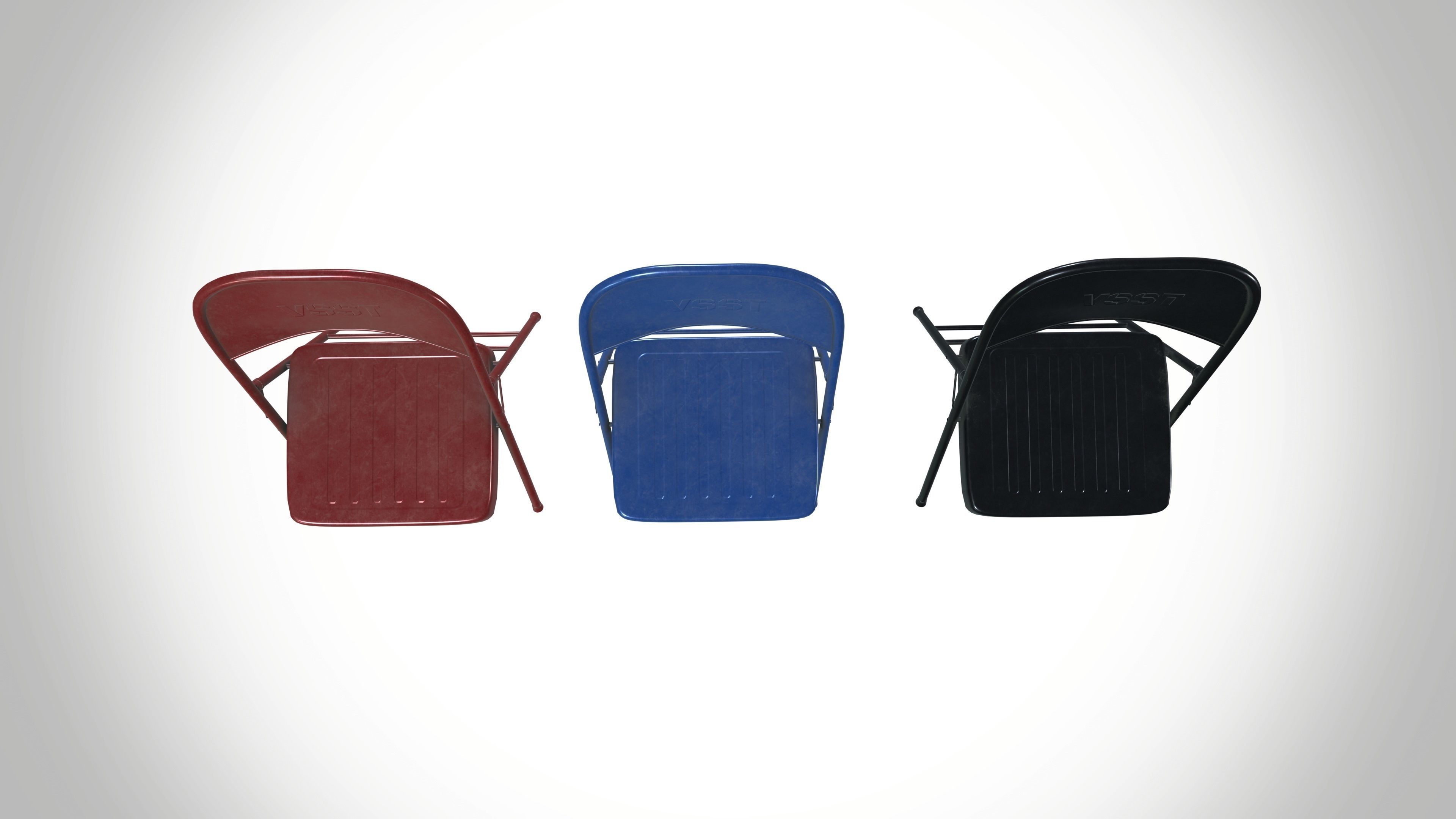 Steel Folding Chair Low-poly 3D model_4