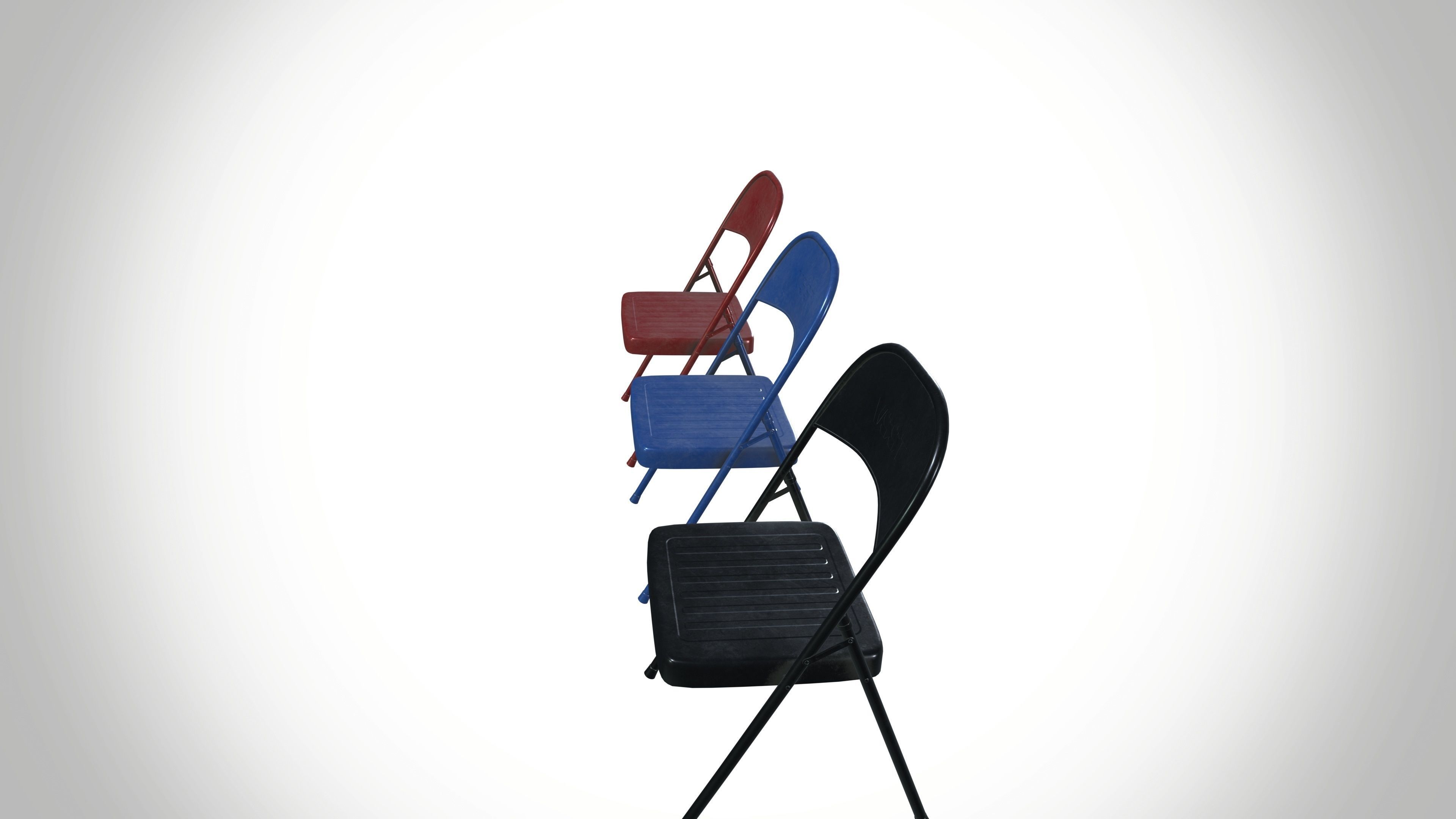 Steel Folding Chair Low-poly 3D model_6