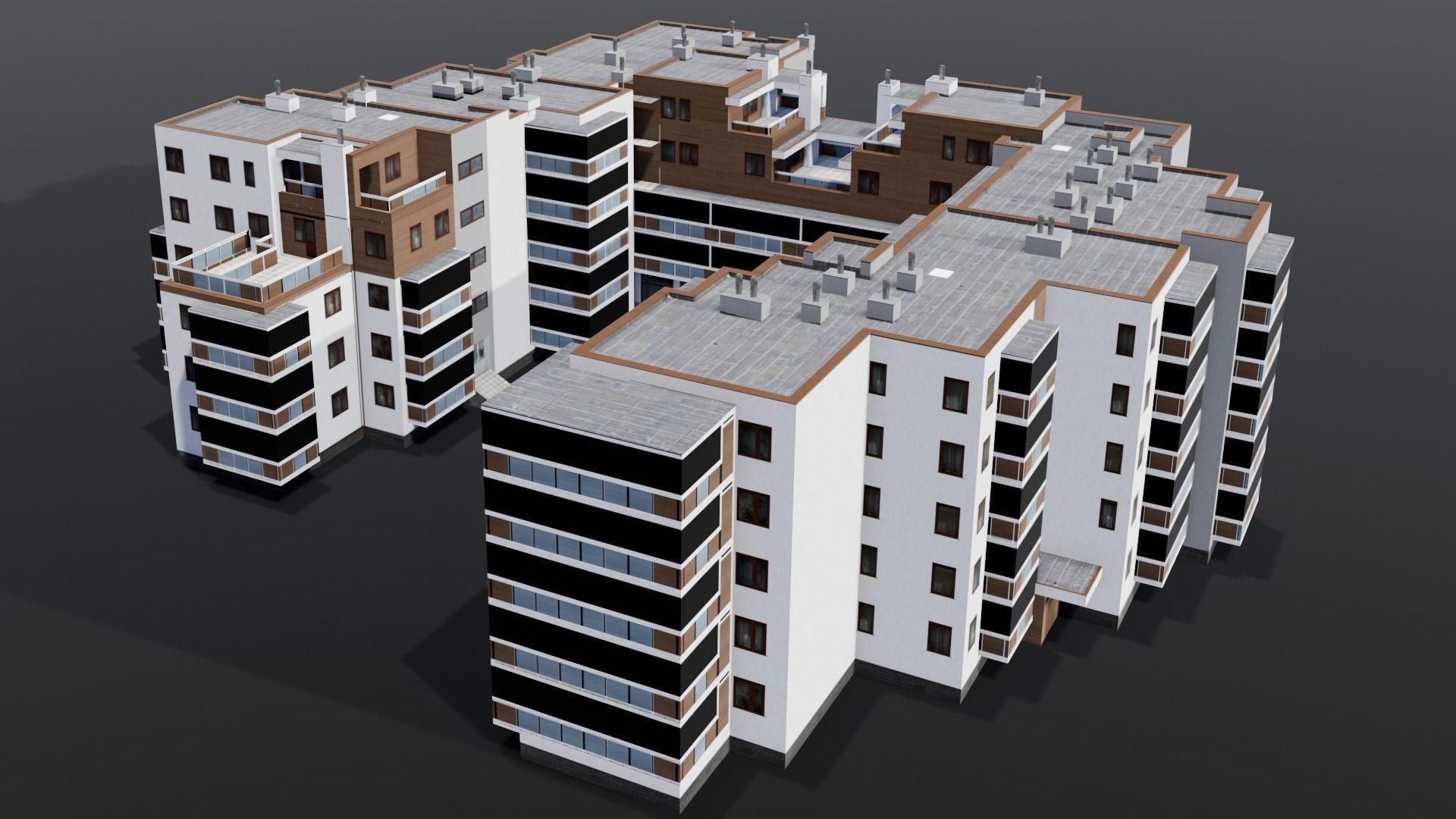 Multi-unit apartment building Low-poly 3D model_17