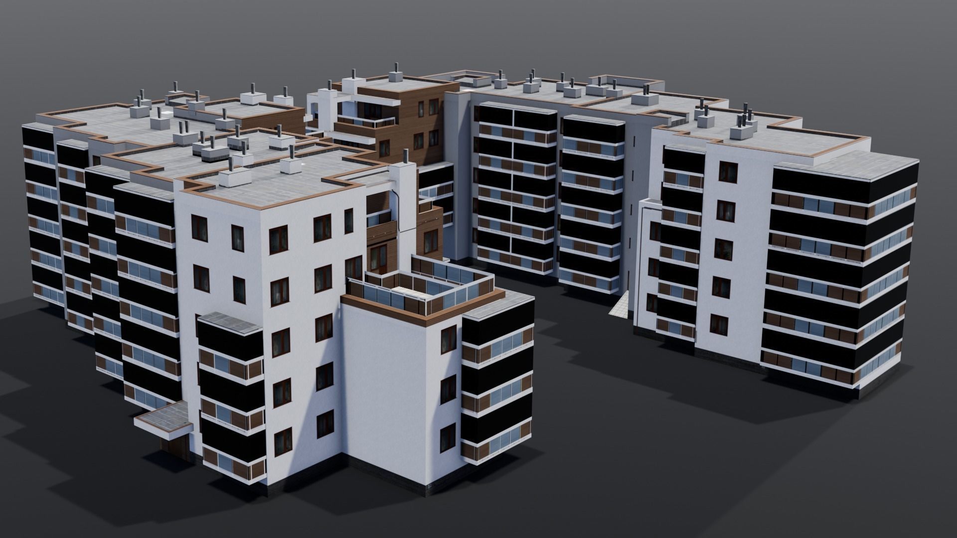 Multi-unit apartment building Low-poly 3D model_18