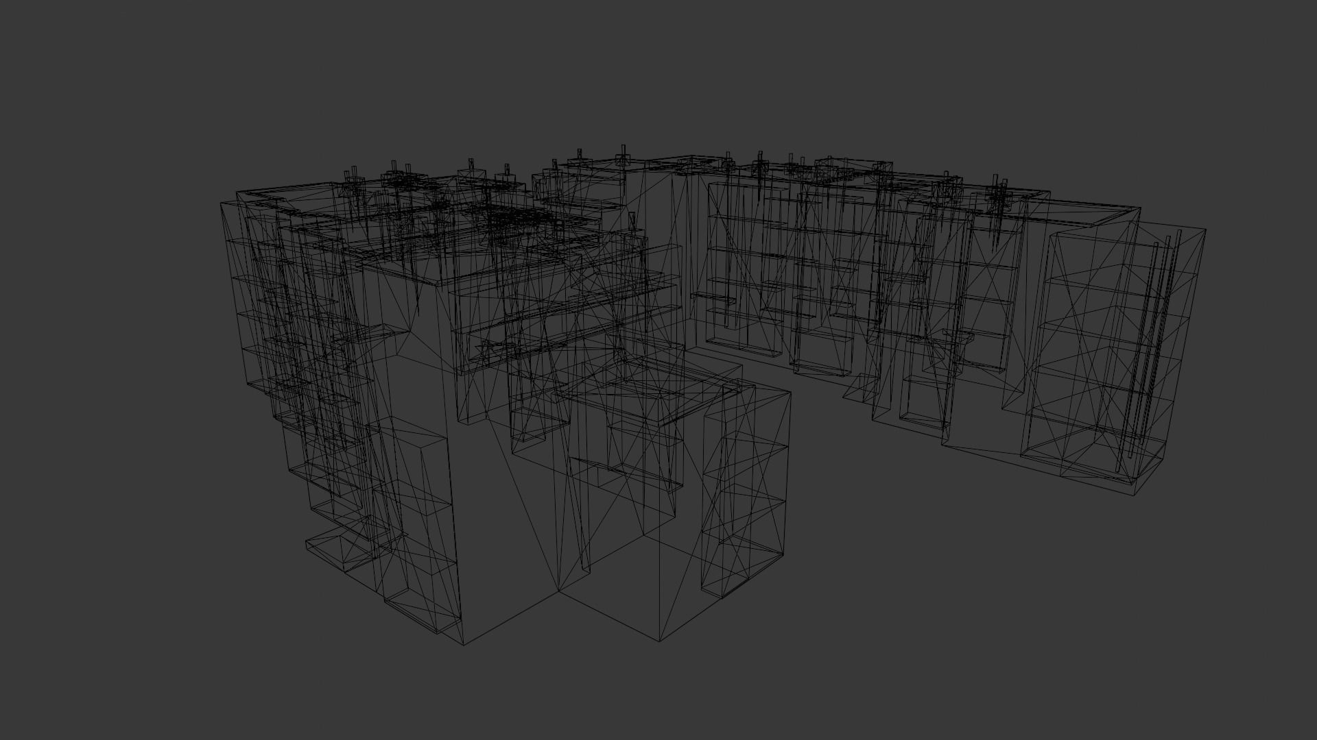 Multi-unit apartment building Low-poly 3D model_9