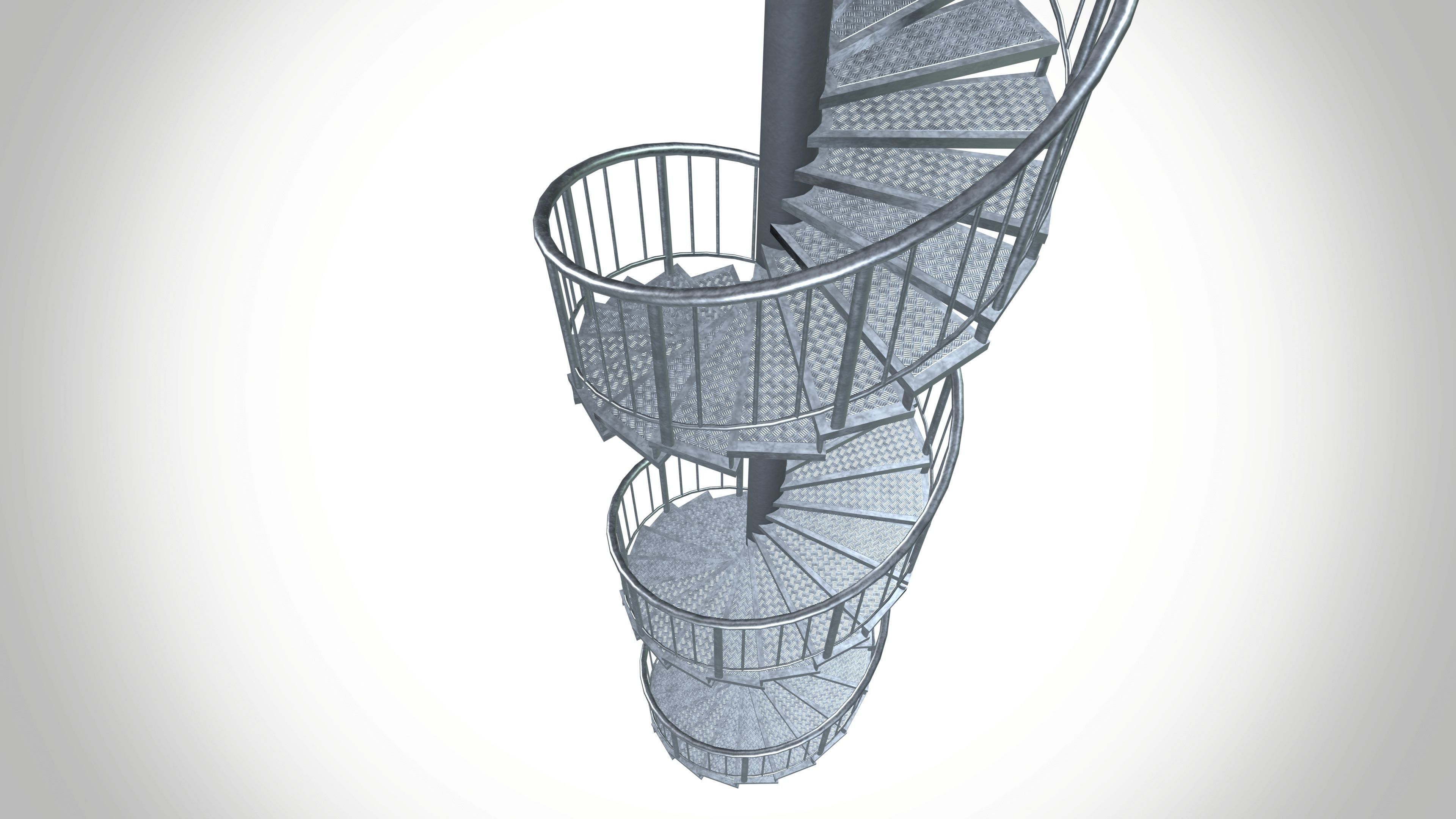 Aluminium Stair Case Low-poly 3D model_7