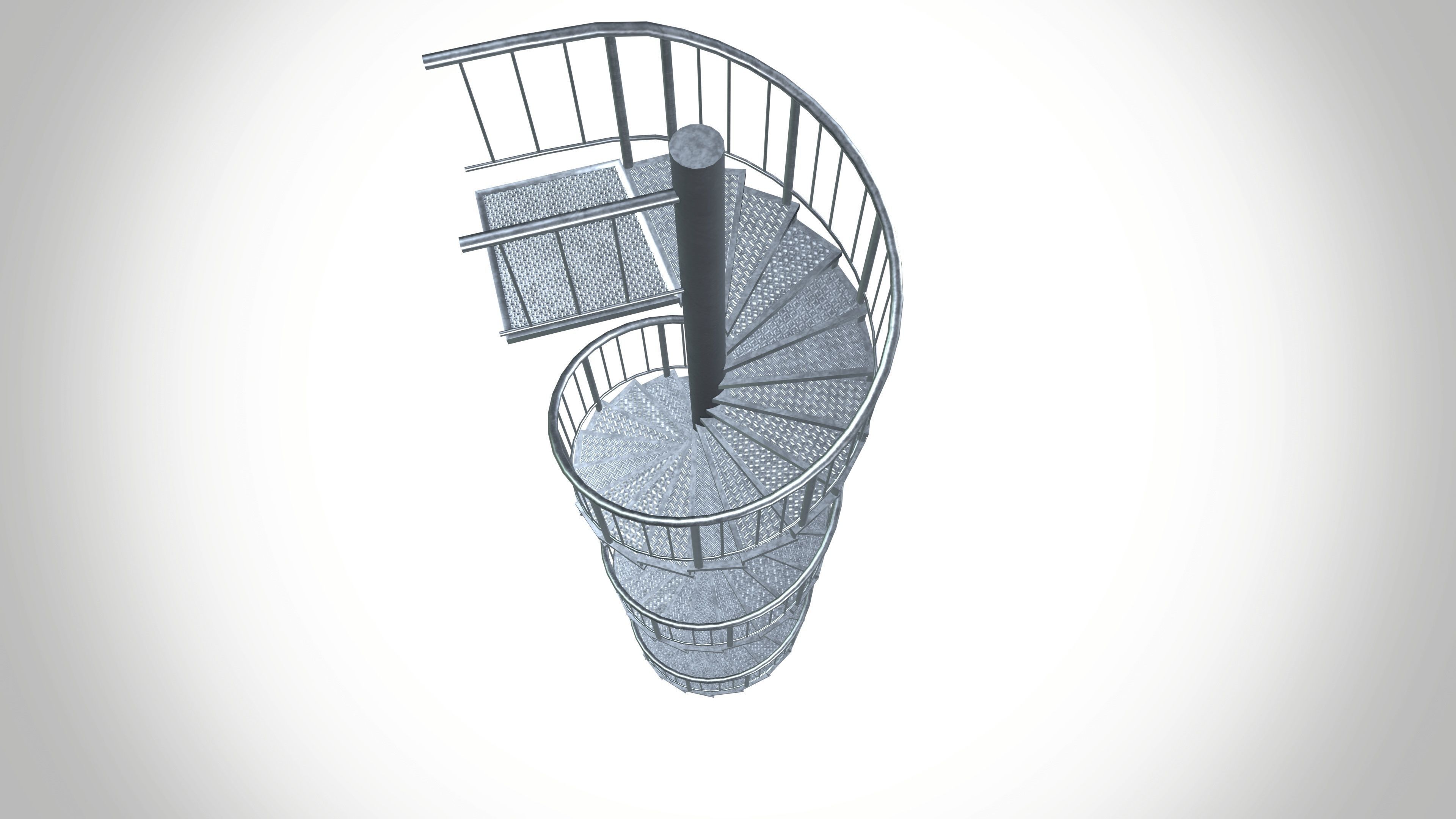 Aluminium Stair Case Low-poly 3D model_8