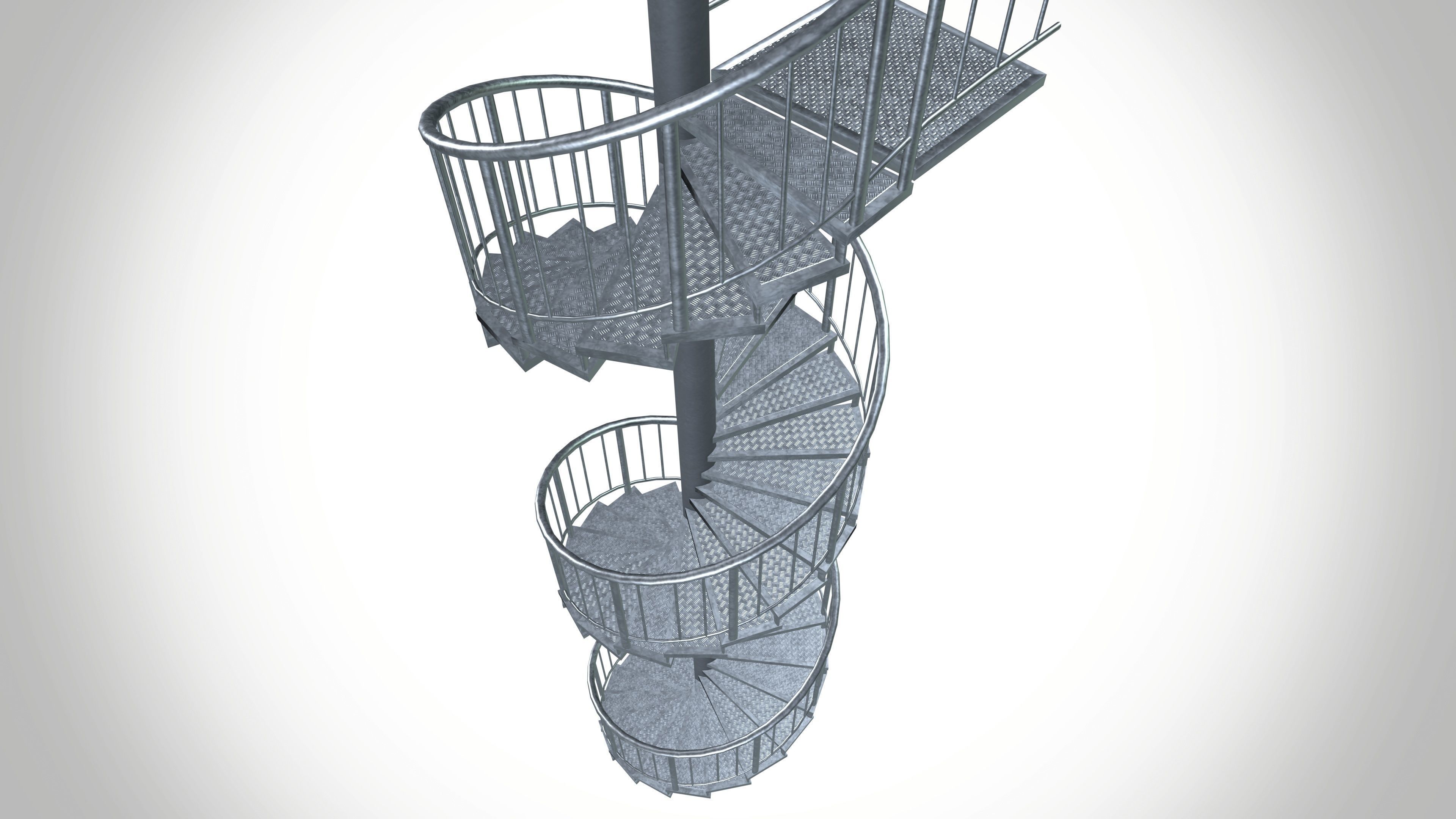 Aluminium Stair Case Low-poly 3D model_6