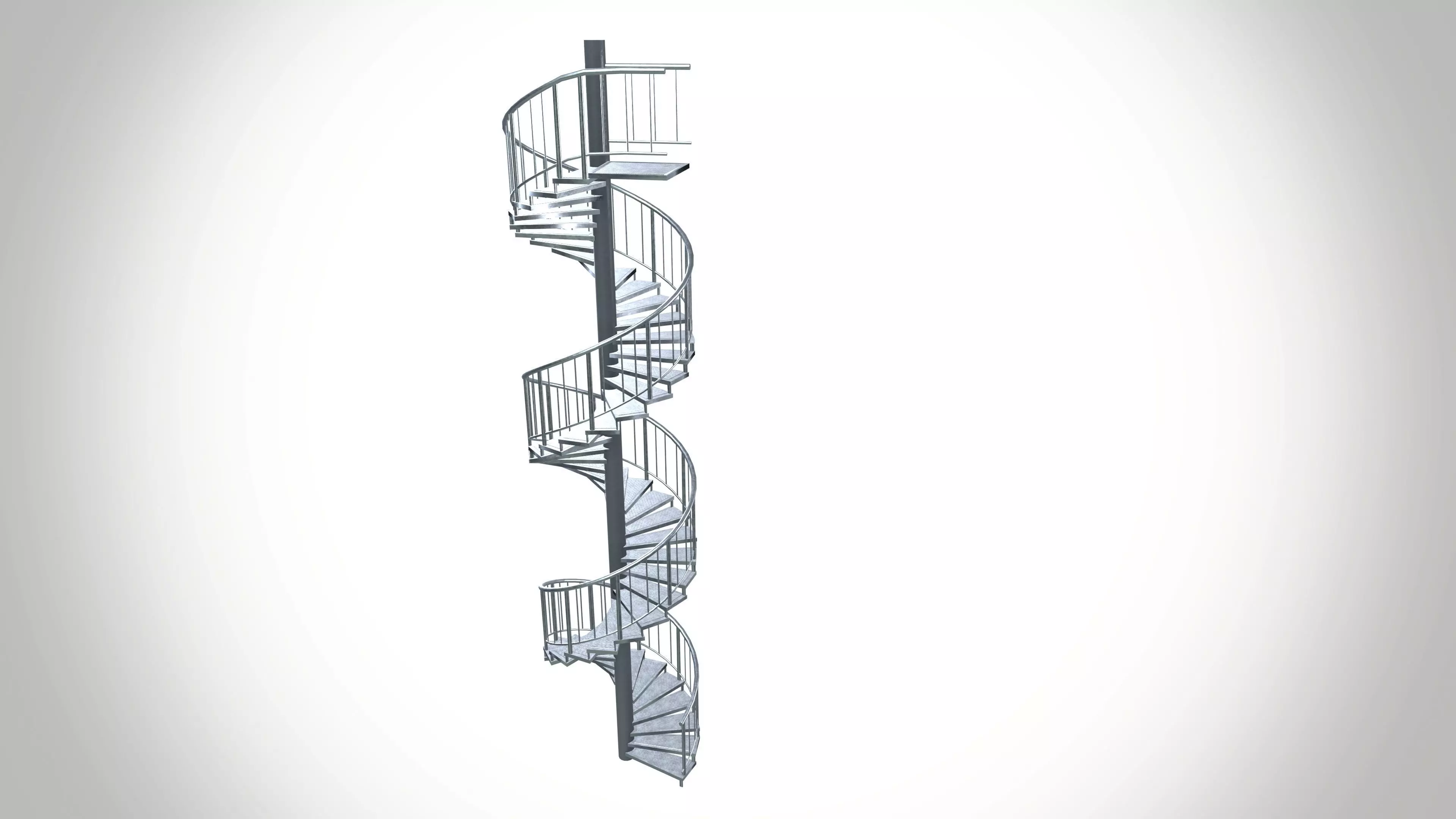 Aluminium Stair Case Low-poly 3D model_0