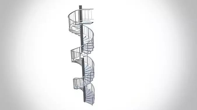 Aluminium Stair Case Low-poly 3D model
