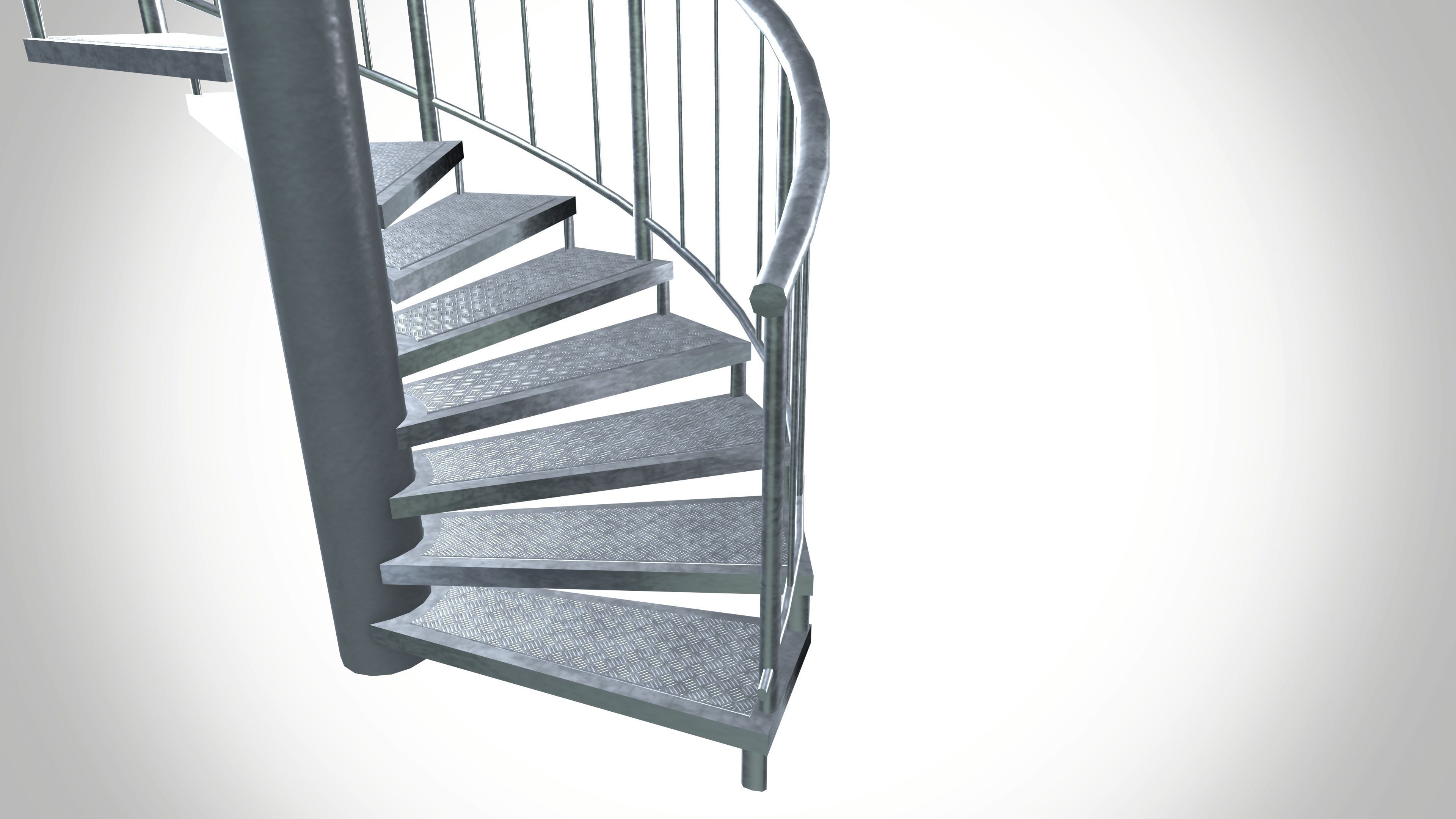 Aluminium Stair Case Low-poly 3D model_2