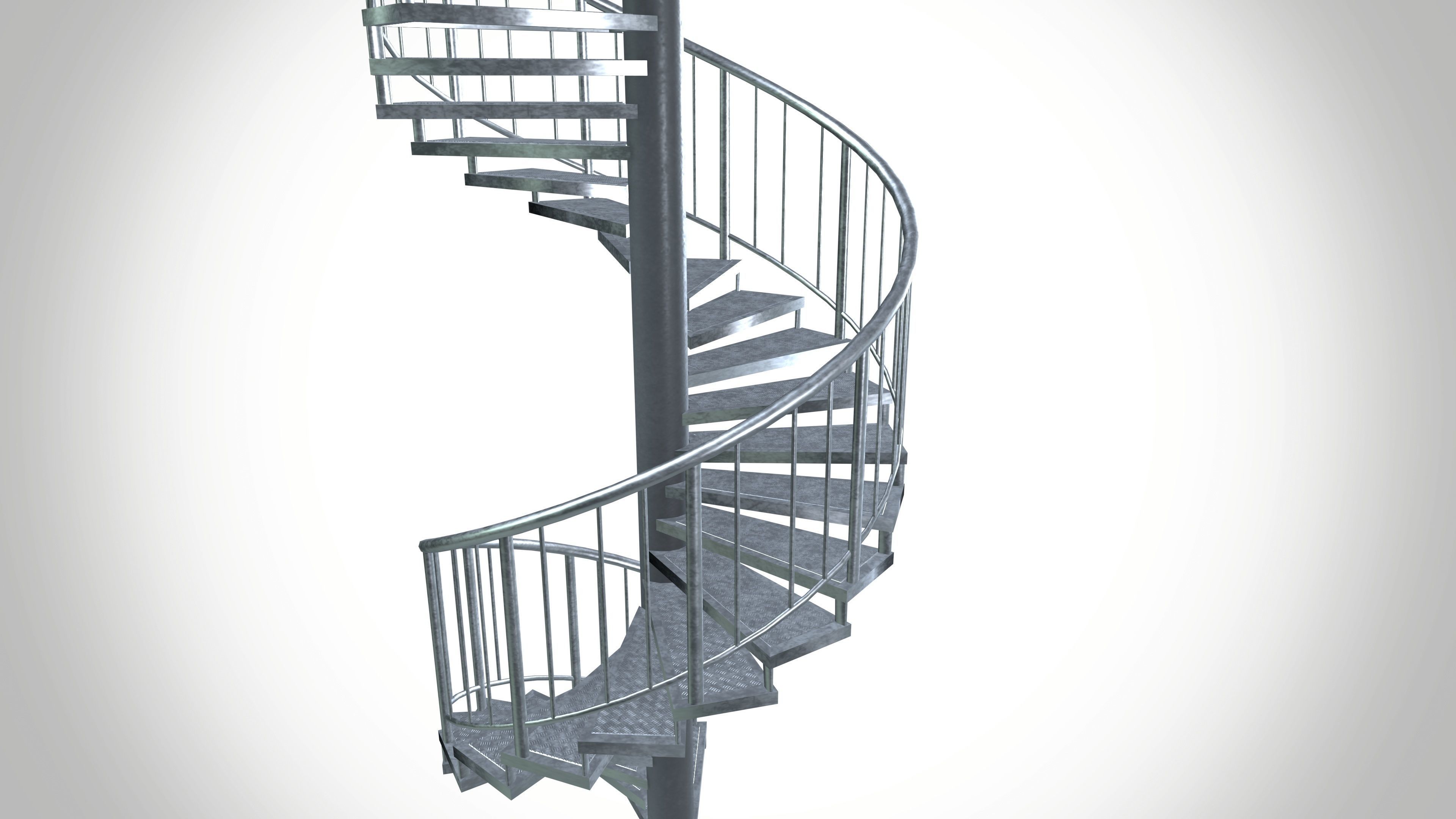 Aluminium Stair Case Low-poly 3D model_3