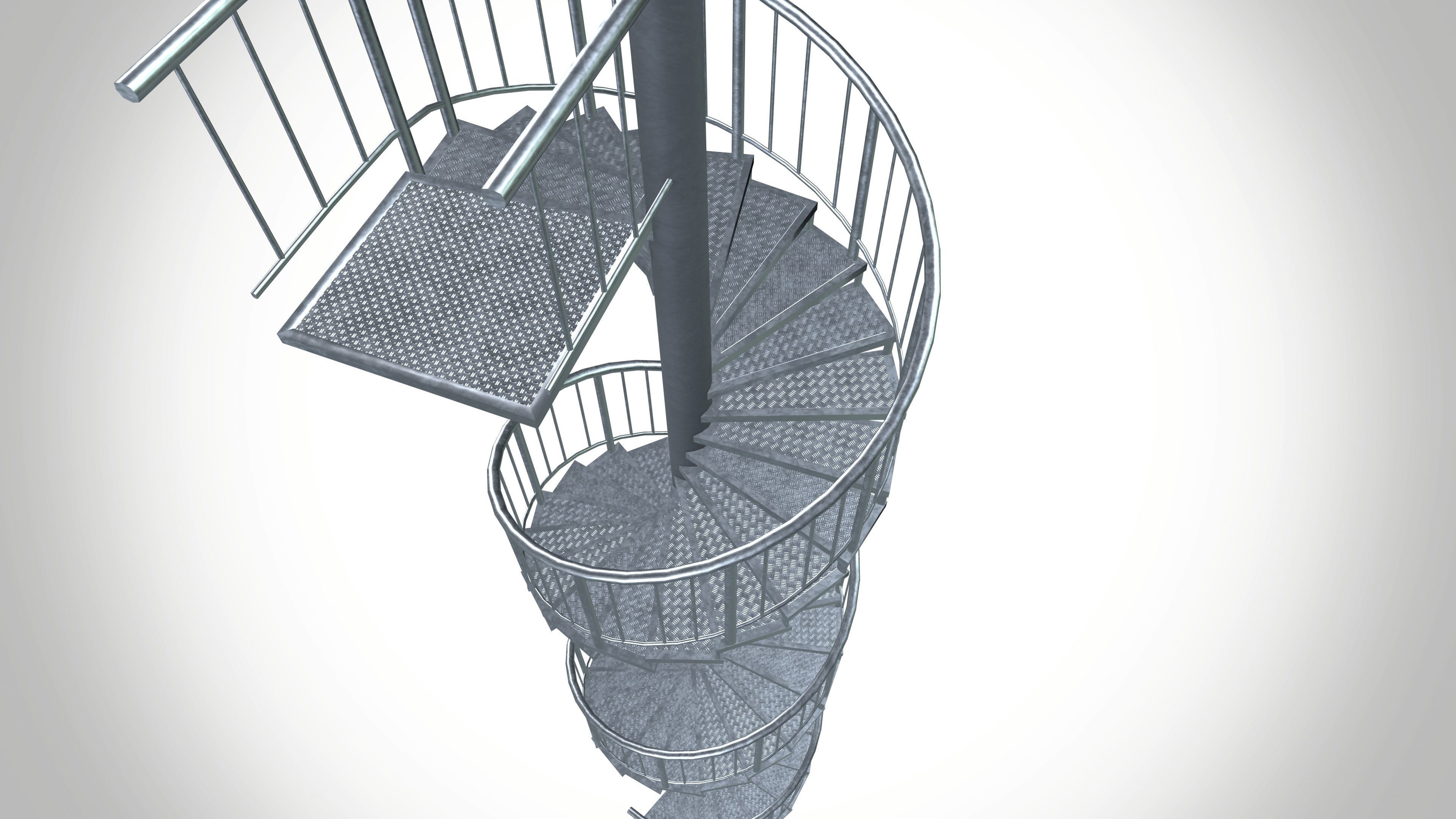 Aluminium Stair Case Low-poly 3D model_4
