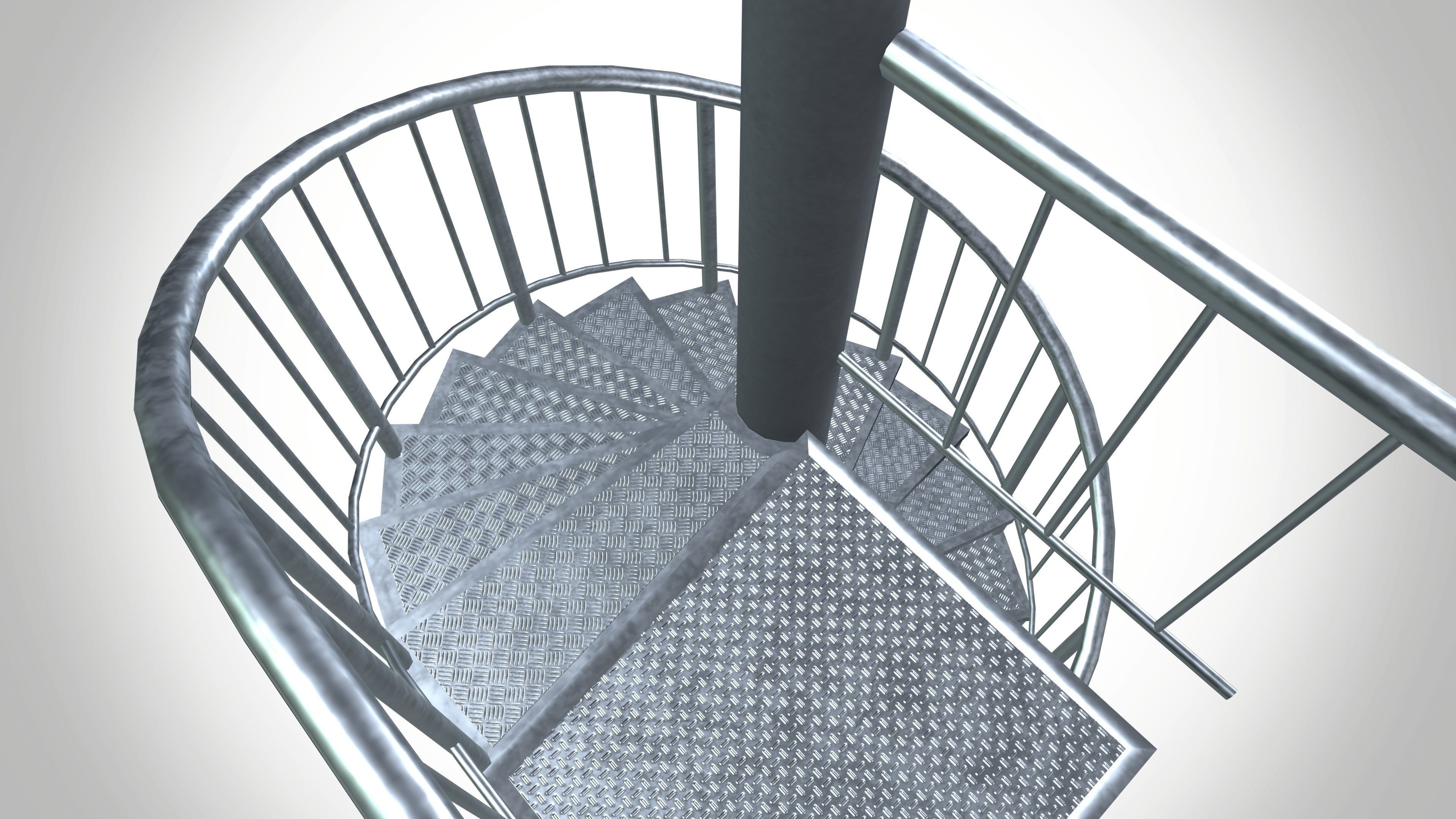 Aluminium Stair Case Low-poly 3D model_5