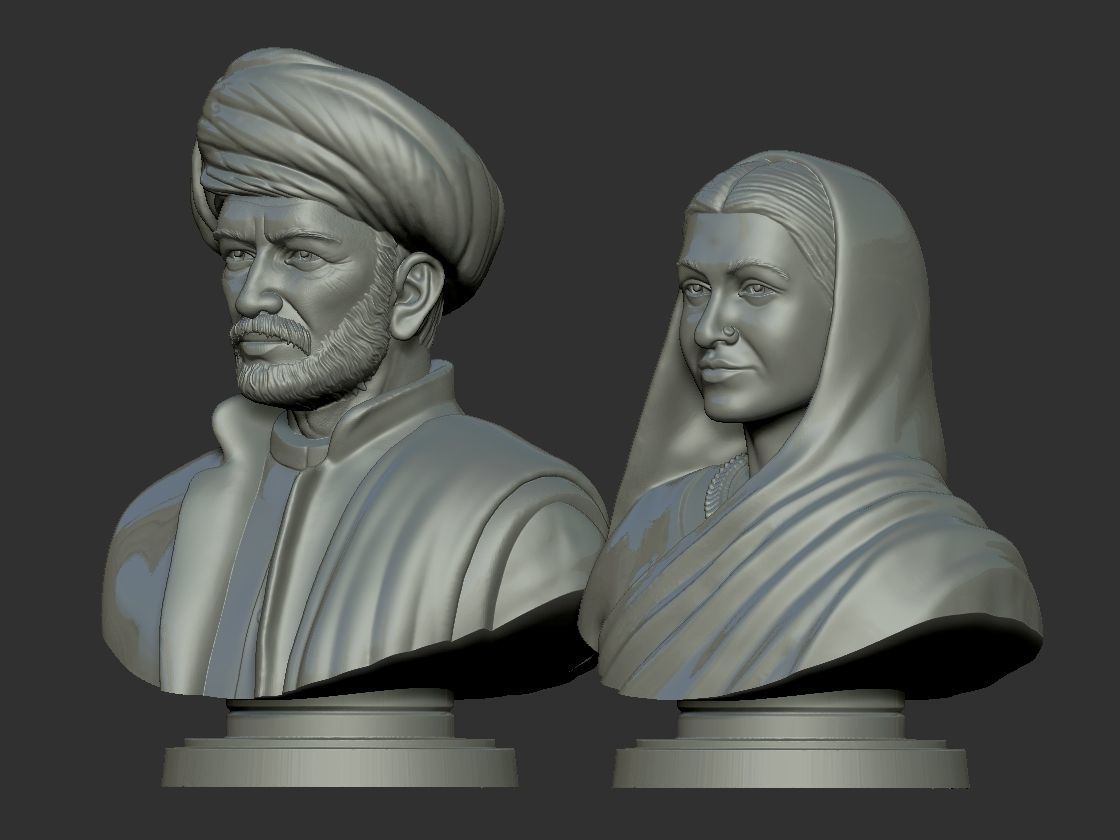 Jyotiba Phule  Savitribai Phule Bust 3D print model_2