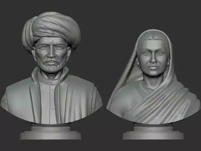 Jyotiba Phule  Savitribai Phule Bust 3D print model