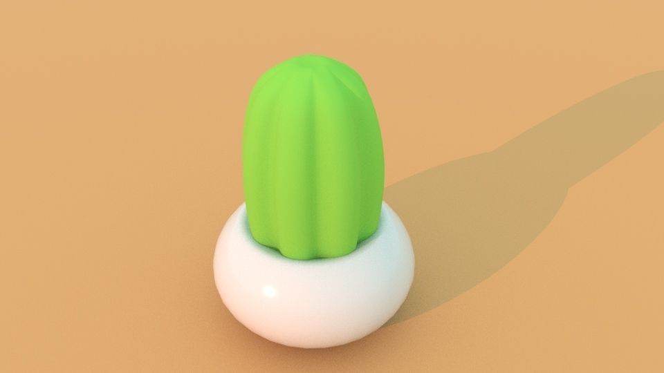 Two cute low polygon cactuses Low-poly 3D model_2