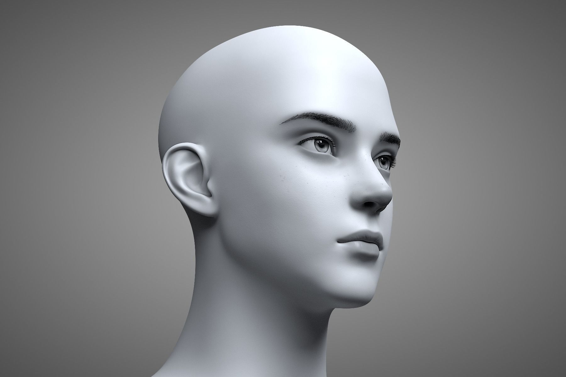 Young Male Head 3D model_10