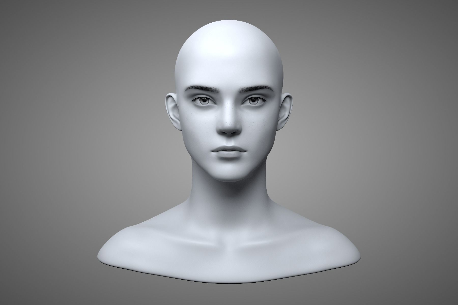 Young Male Head 3D model_1