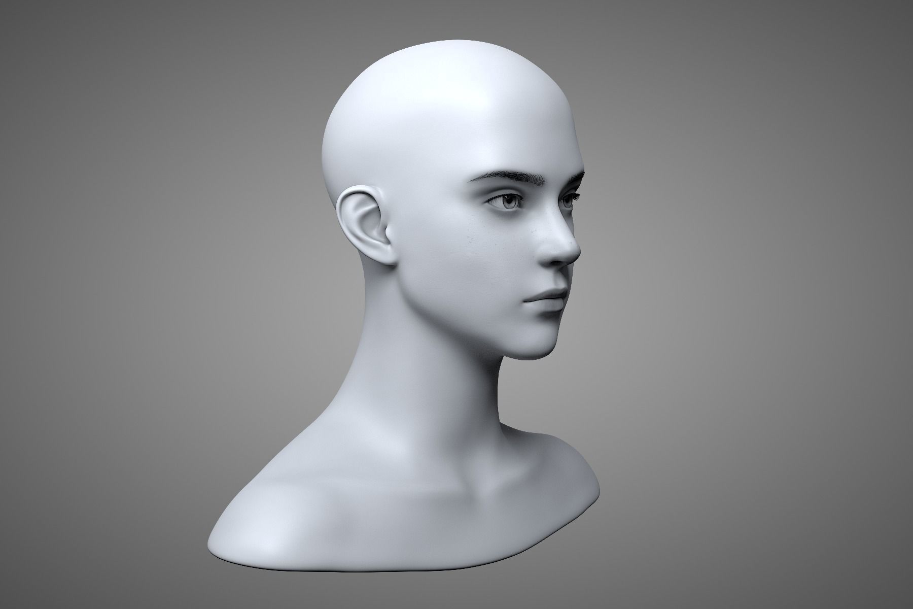 Young Male Head 3D model_5