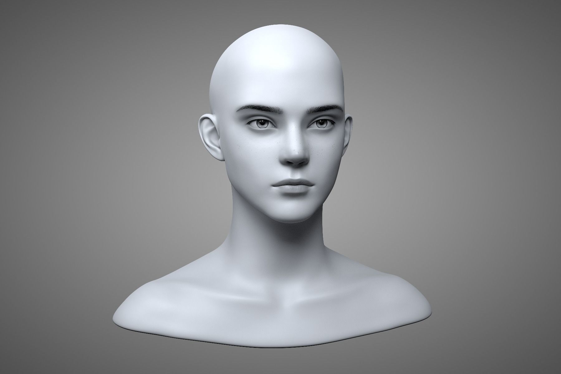 Young Male Head 3D model_2