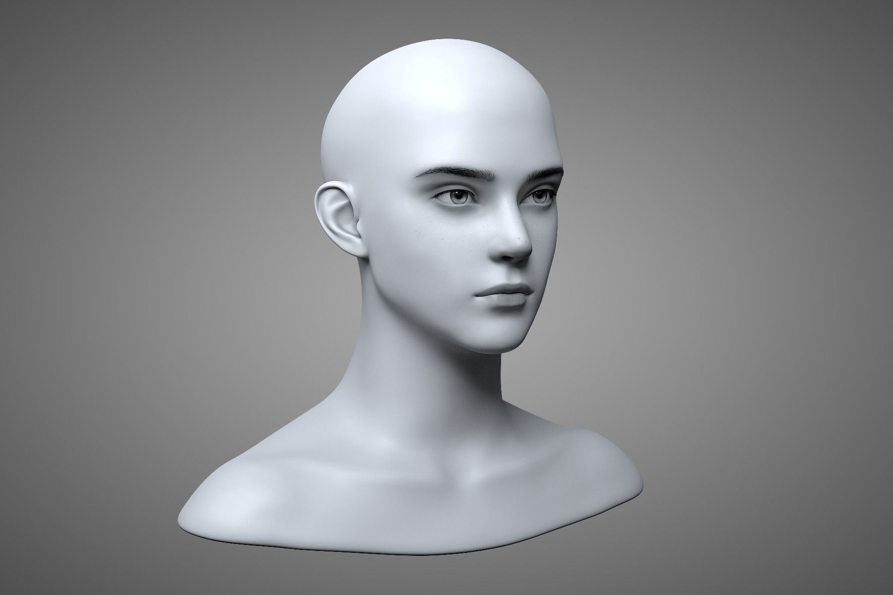 Young Male Head 3D model_4