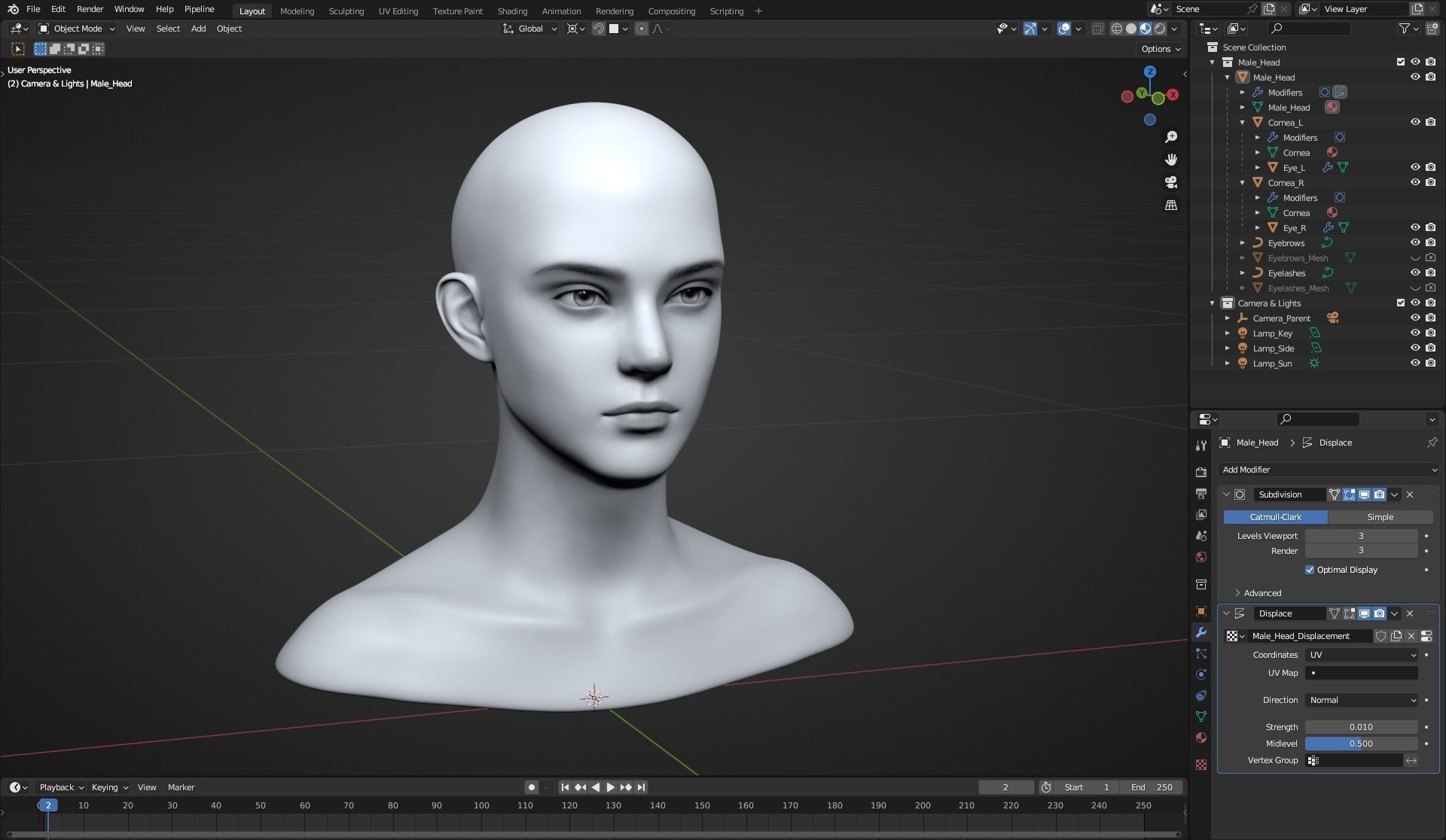 Young Male Head 3D model_24