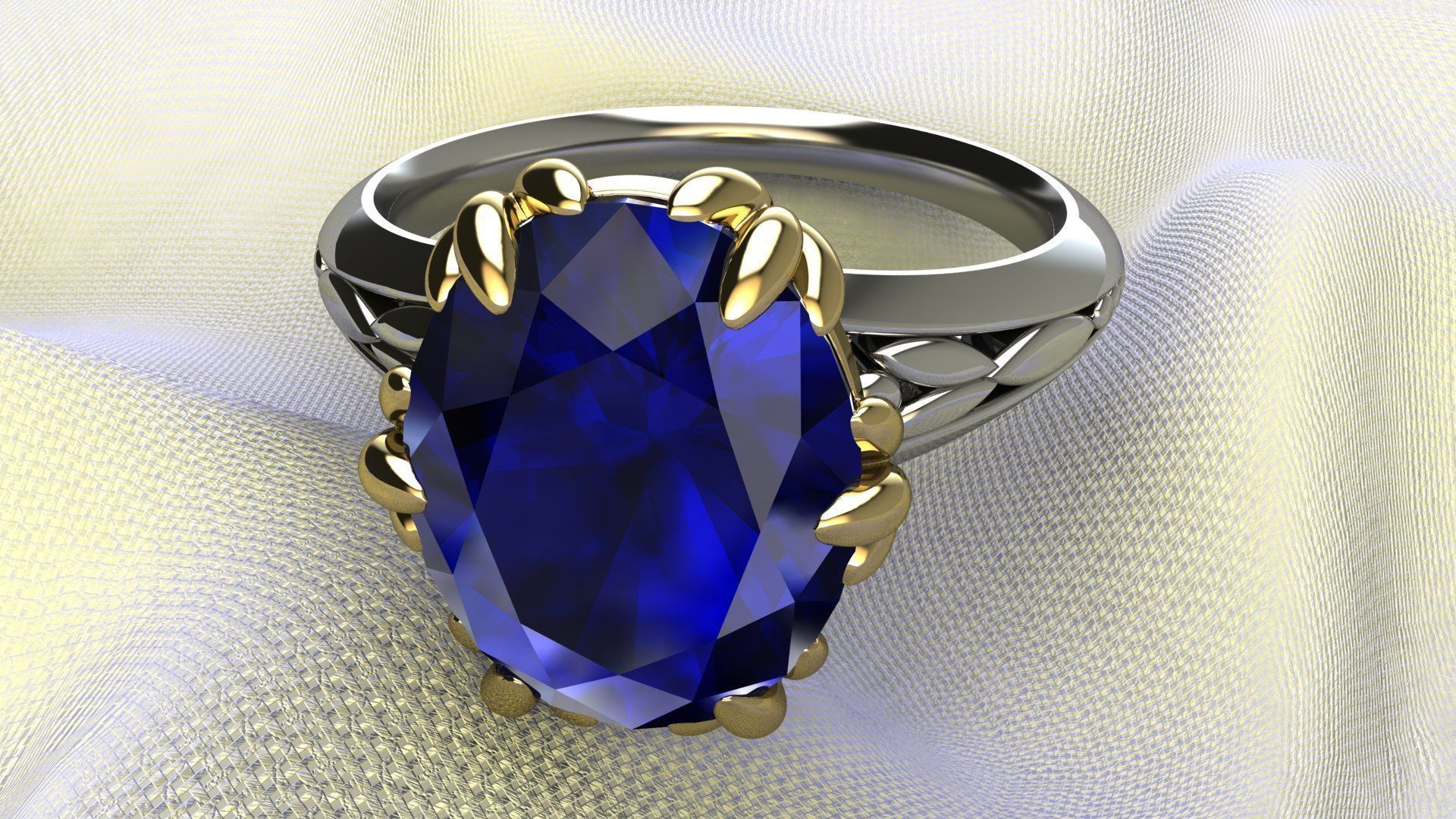 Oval Gem Ring 3D print model_2