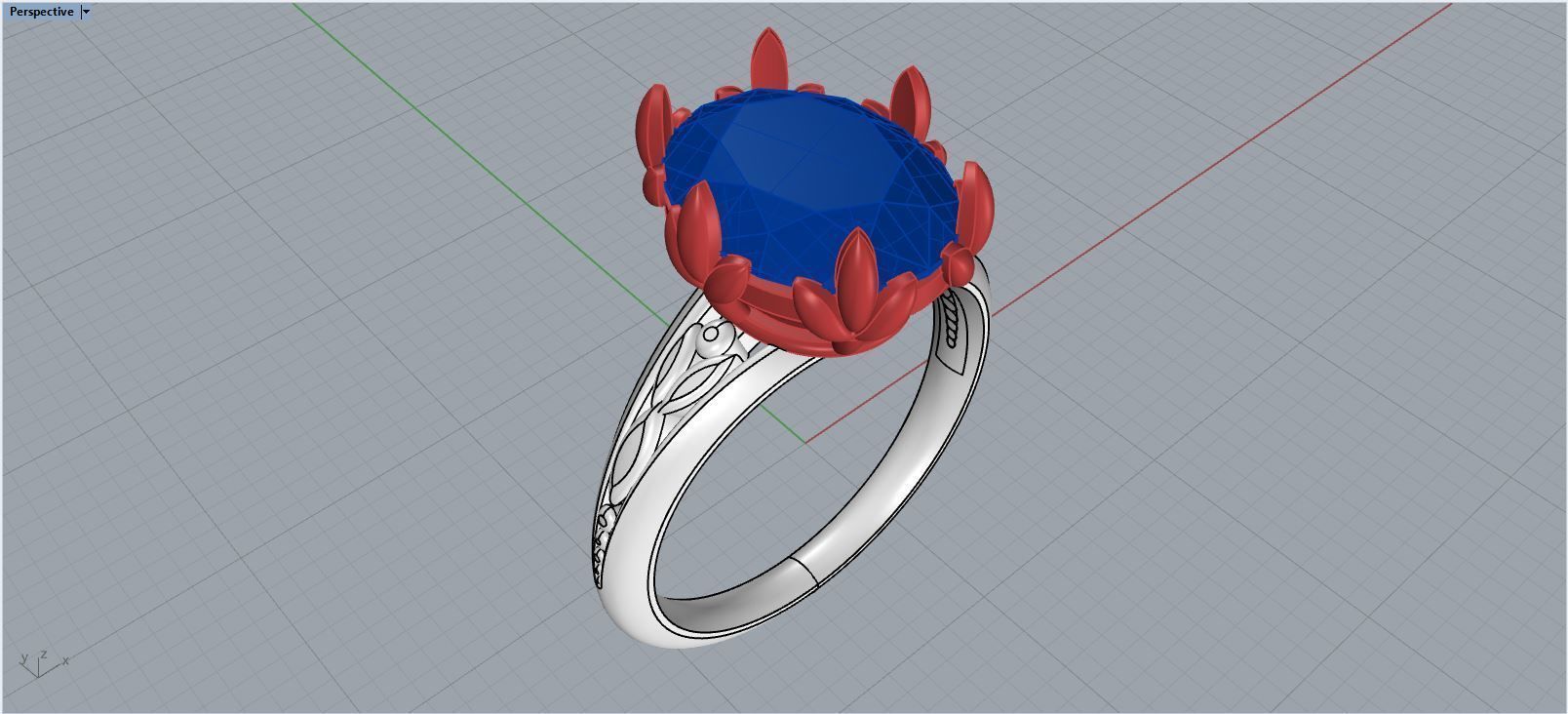Oval Gem Ring 3D print model_6